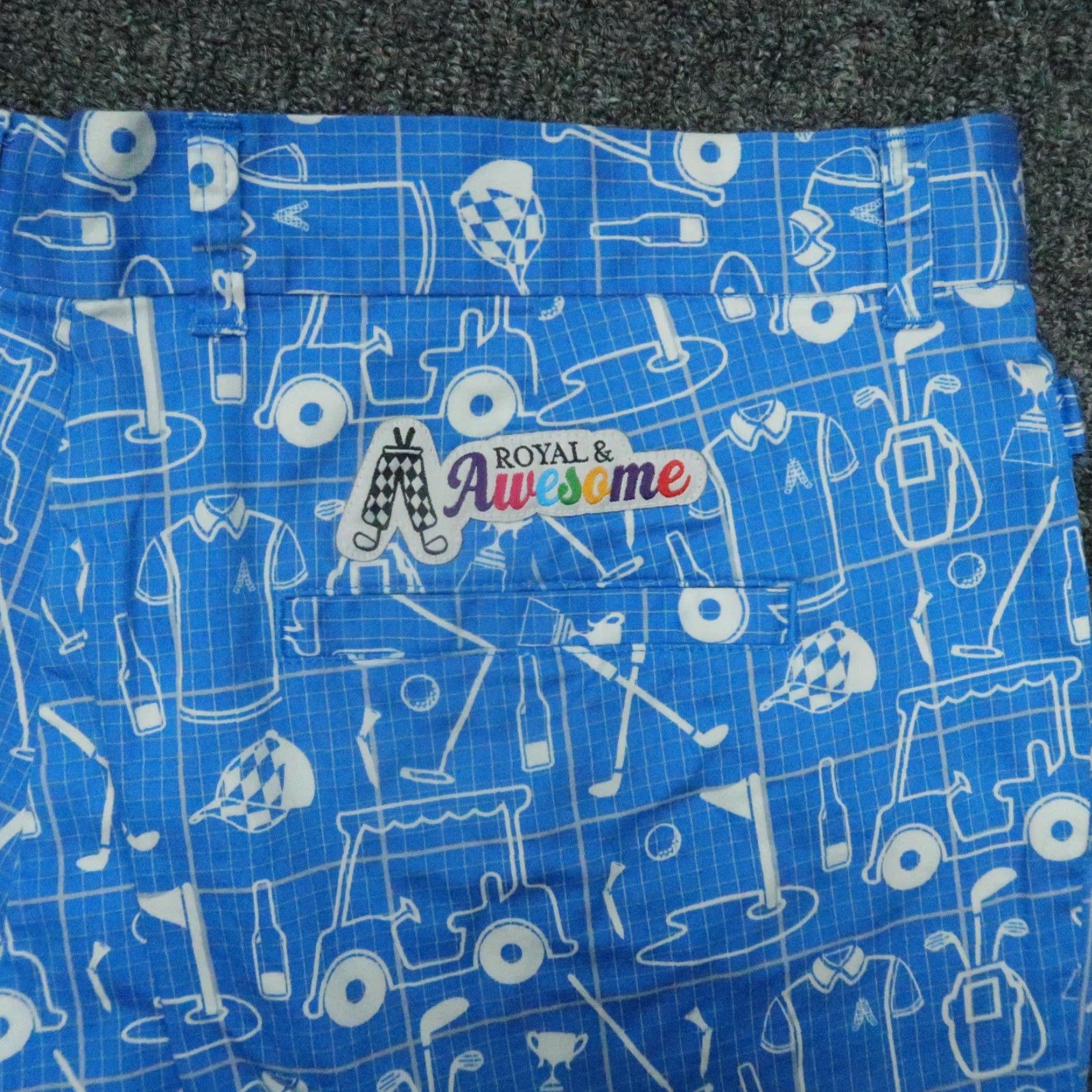 Vintage Royal & Awesome Shorts Mens 38 Blue White Best Laid Plans Golf Chino Size US 38 / EU 54 - 5 Thumbnail