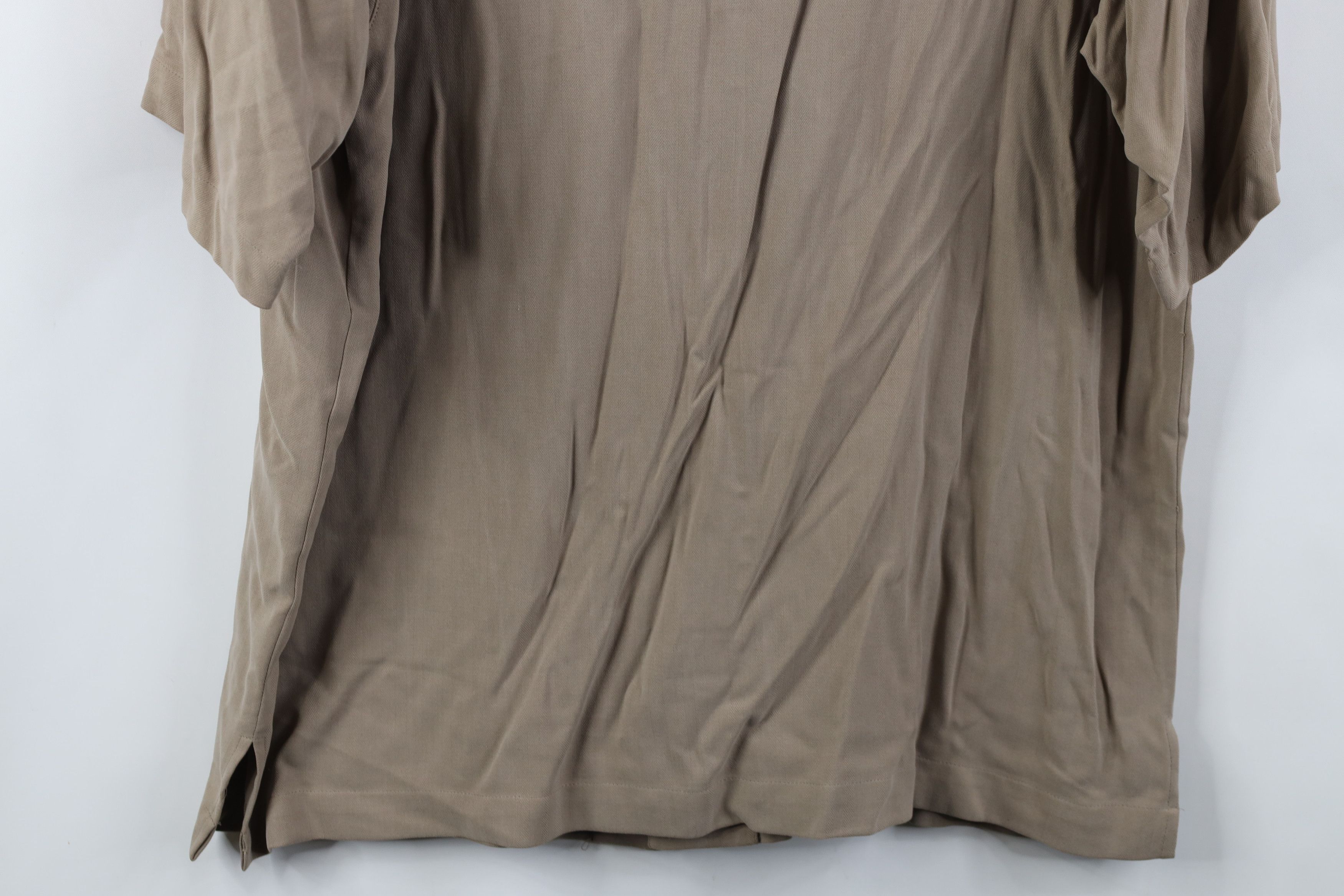Vintage Vintage 90s Streetwear Looped Collar Silk Button Shirt Brown Size US L / EU 52-54 / 3 - 15 Thumbnail