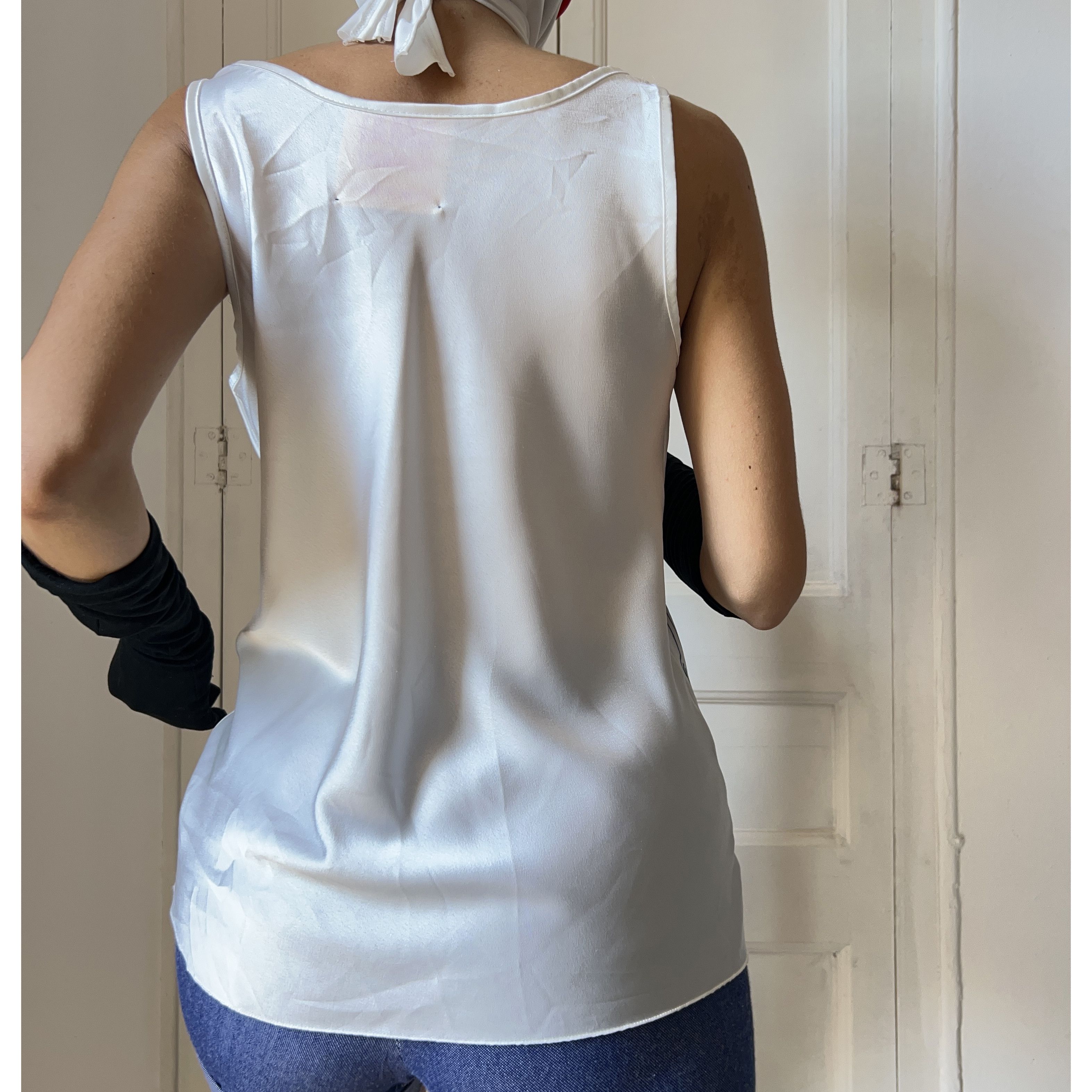 Custommade Hand Painted Picnic Satin Wearable Art Tank Top Size M / US 6-8 / IT 42-44 - 6 Thumbnail