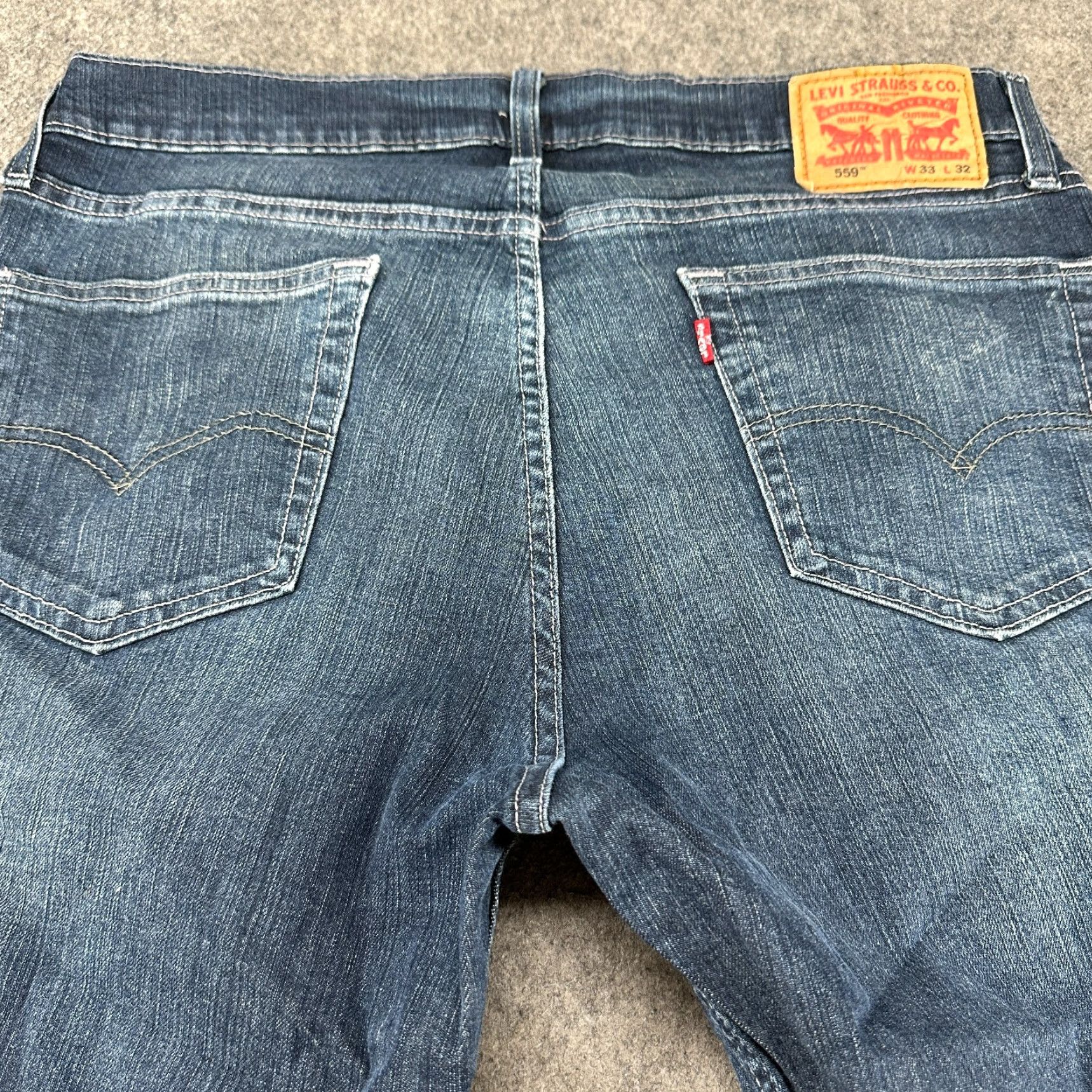 Levi's Levi's 559 Jeans Mens 33x32 Blue Dark Wash Relaxed Straight Fit Denim 5-Pocket Logo Size US 33 - 7 Thumbnail