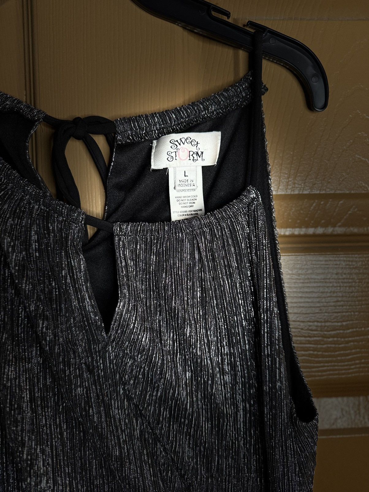 Other Sweet Storm Women Metallic Halter Dress Size L Black/Silver Size L / US 10 / IT 46 - 3 Thumbnail