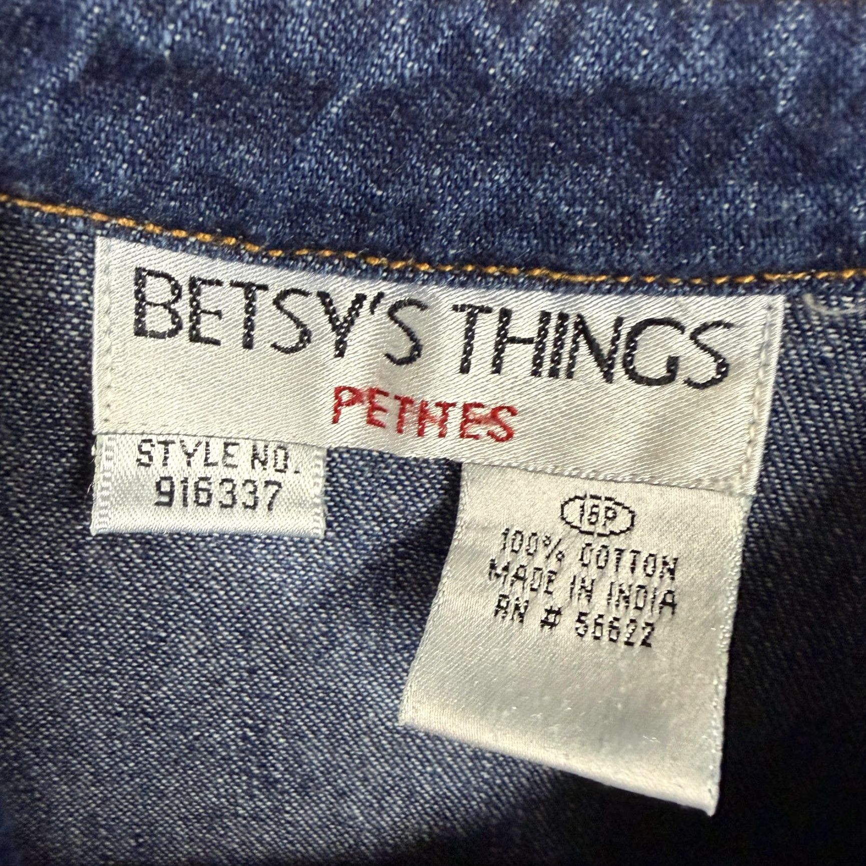 Denime VINTAGE Betsy's Things Shirt Dress 16P Blue Denim Quilted Belted Prairie Boho 80s Geometric Long Sleeve Midi Dress Womens Beige? Size XXL / US 16-18 / IT 52-54 - 5 Thumbnail