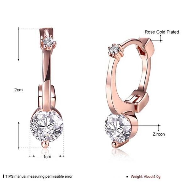Other Rose Gold Plated Hoop Huggie w/AAA Zirconia & Latch Back Size ONE SIZE - 3 Thumbnail