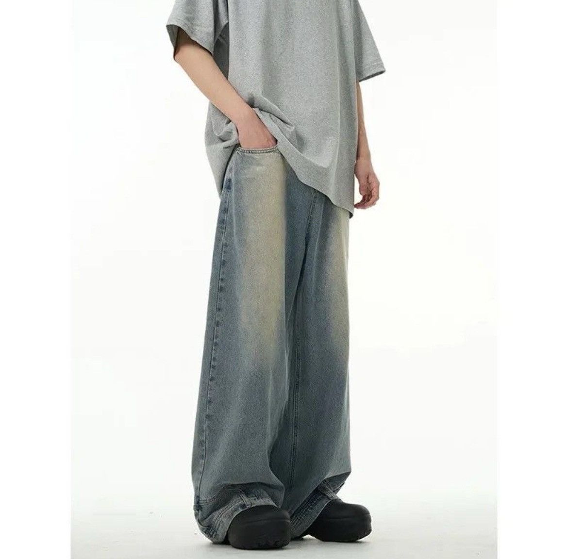 Japanese Brand High street washed straight baggy jeans Size US 31 - 4 Thumbnail