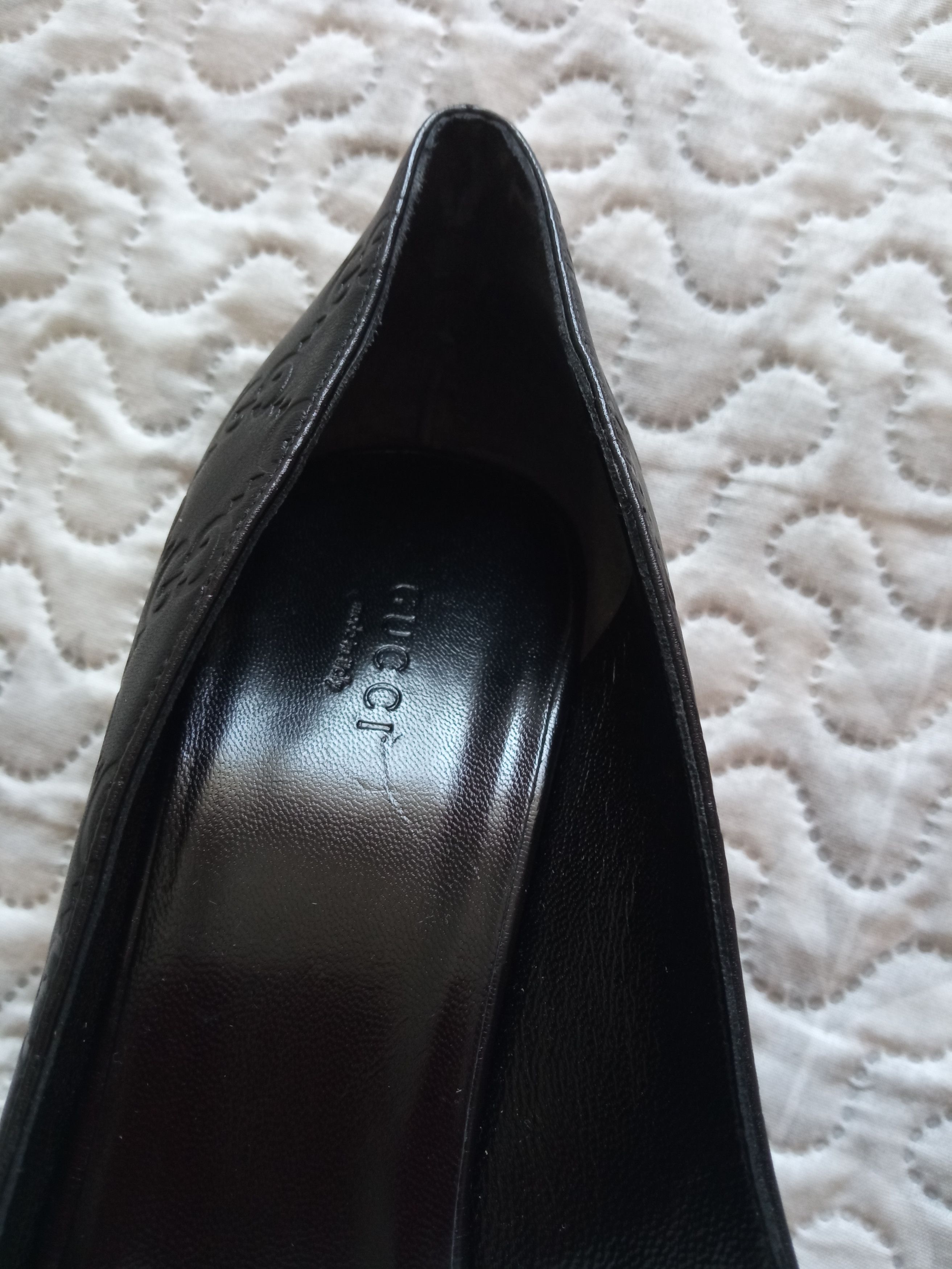 Gucci Guccissima GG monogram black leather horsebit peep toe Size US 9.5 / IT 39.5 - 8 Thumbnail