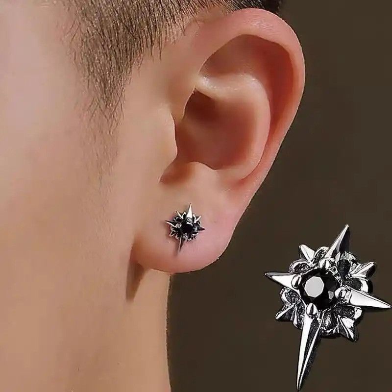 Jewelry Black Zircon Star Stud Earrings Size ONE SIZE - 2 Thumbnail