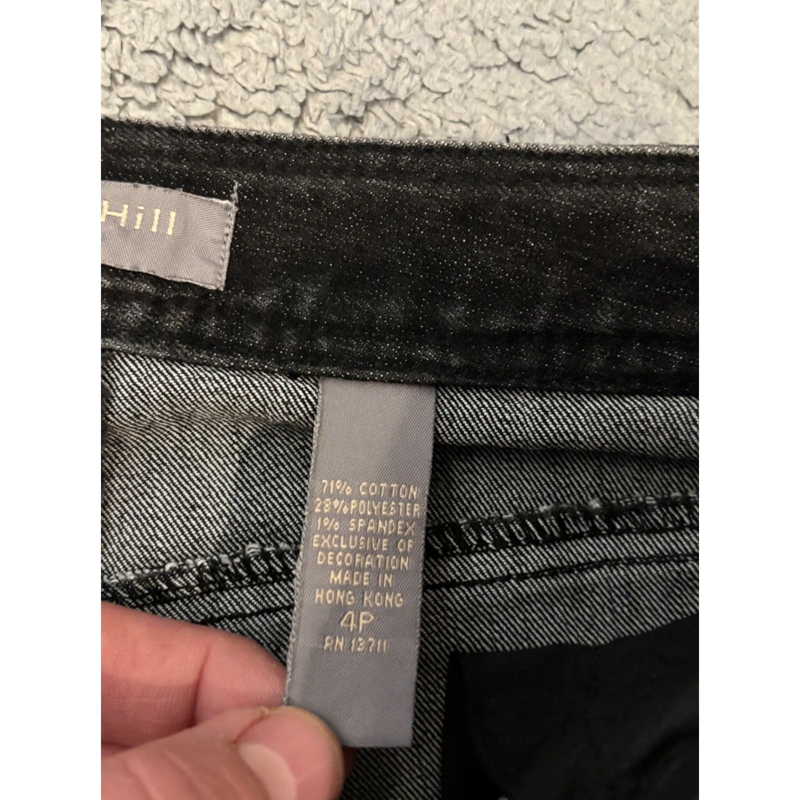 Denime Kate Hill Jeans Womens 4P Petite Black Denim Straight Leg Casual Pants Size 27" / US 4 / IT 40 - 3 Thumbnail