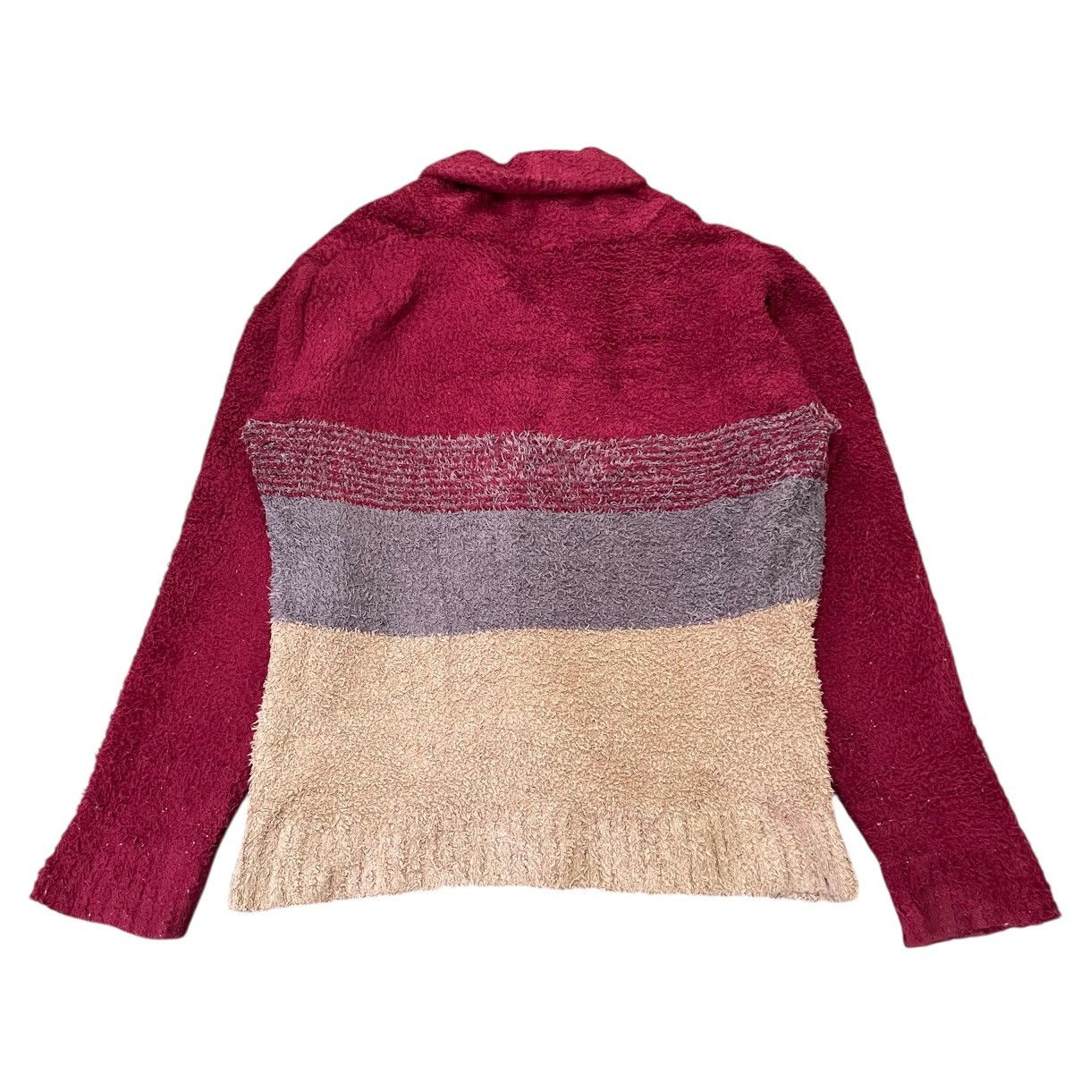 Sergio Tacchini Sergio Tacchini Mohair-Style Fuzzy Cardigan | Burgundy Beige Size US M / EU 48-50 / 2 - 4 Thumbnail