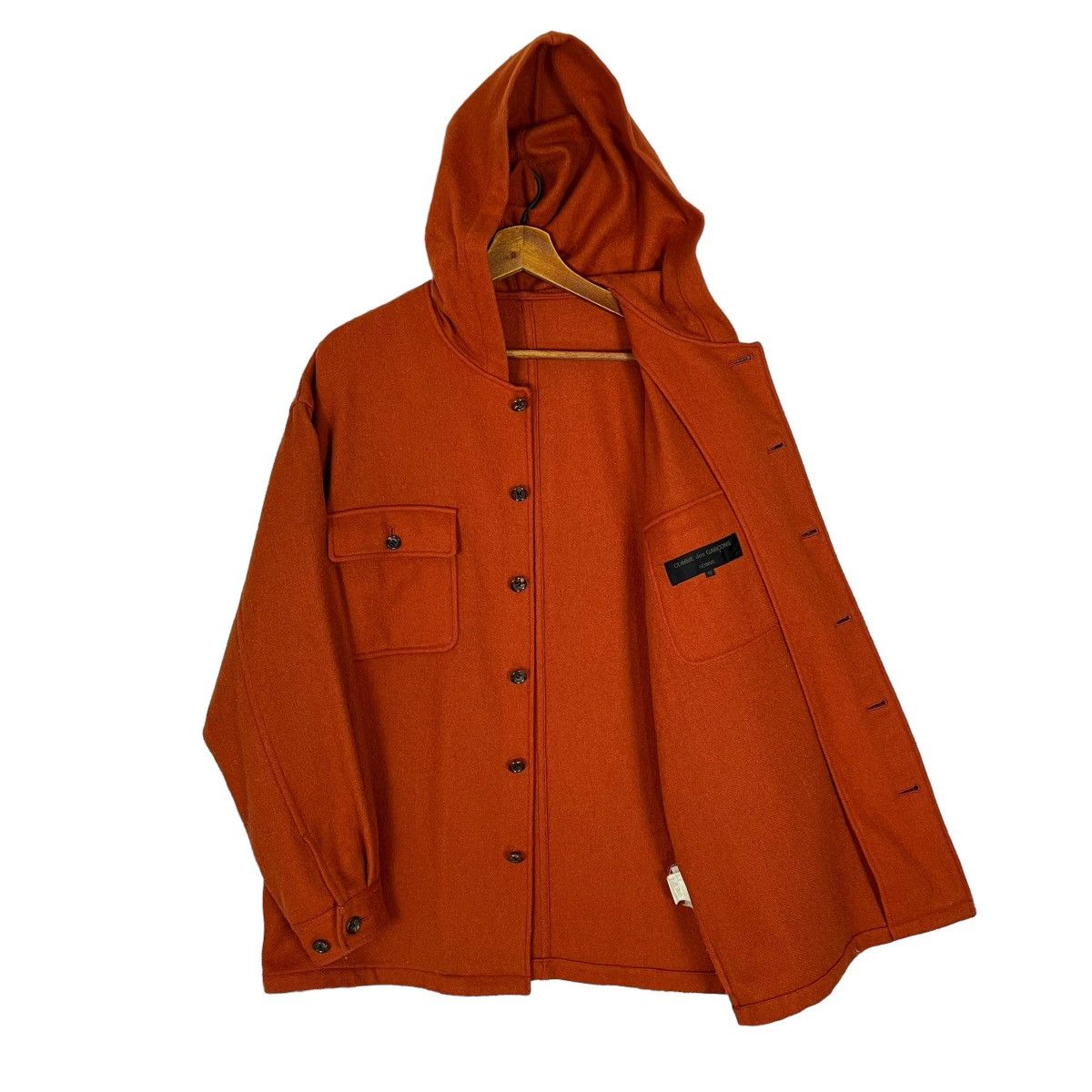 Comme des Garcons Homme Fall 1989 Collection Orange Hooded Button Up Jacket Size US M / EU 48-50 / 2 - 1 Thumbnail