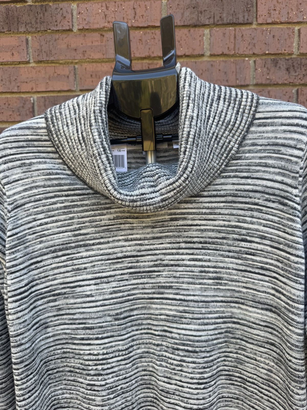 Other Eight Eight Eight Gray White Black Cotton Cowl Neck Sweater Size XL / US 12-14 / IT 48-50 - 2 Thumbnail