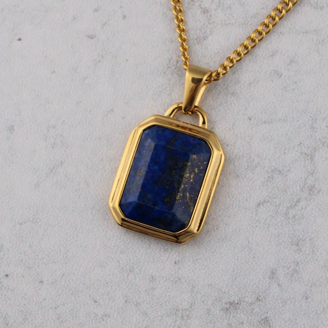 Jewelry Gold Lapis Lazuli Pendant Necklace Size ONE SIZE - 2 Thumbnail