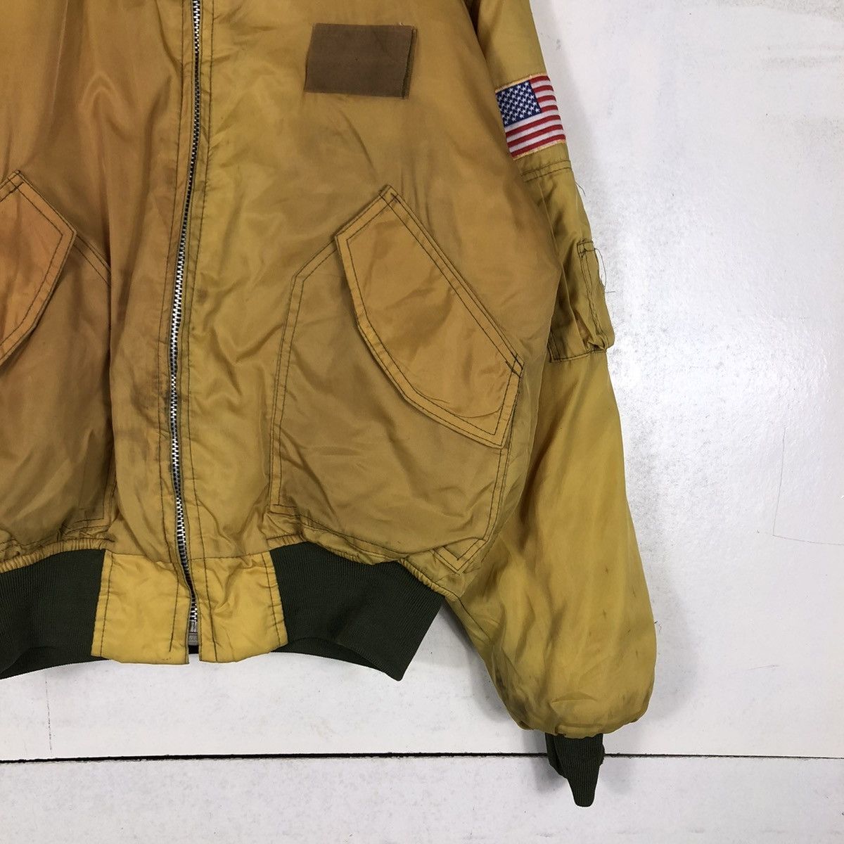 Vintage 📌VINTAGE BOMBER JACKET FLY MILITARY USA FLAG BUZZ RICKSON Size US L / EU 52-54 / 3 - 7 Thumbnail