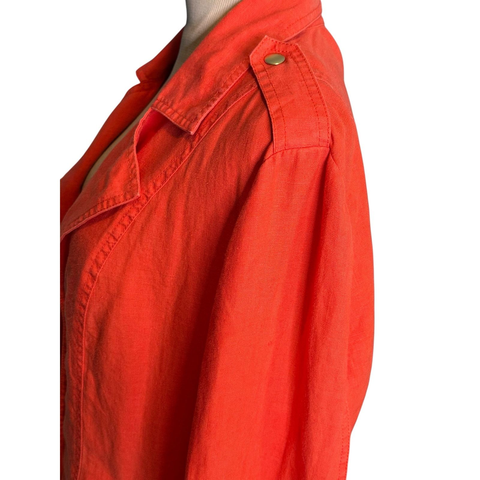 Chicos Chico’s orange linen open front moto jacket size 2 - large Size L / US 10 / IT 46 - 10 Thumbnail