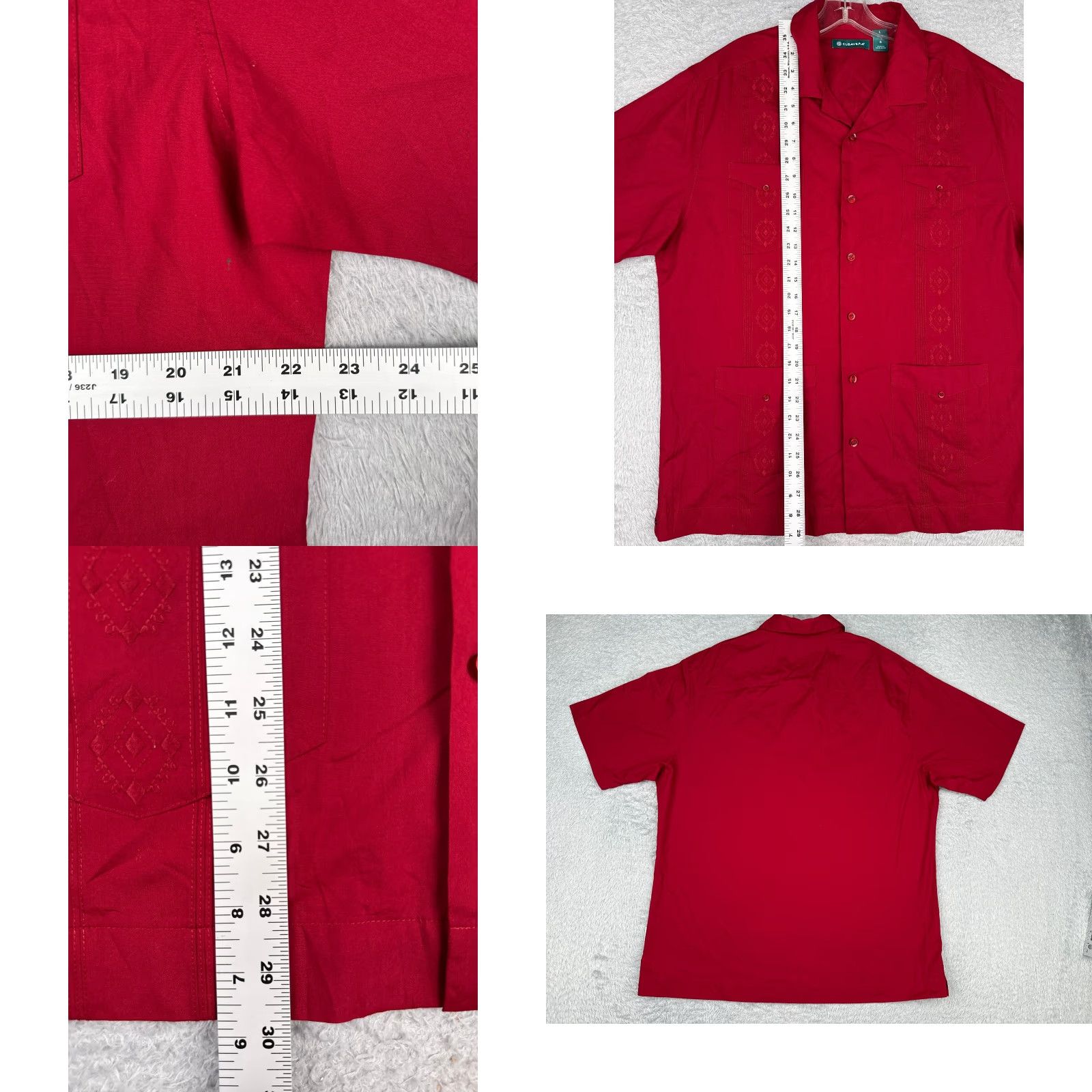 Cubavera Cubavera Shirt Men L Red Button-Up 4 Pocket Polyester Blend Casual Resort Aloha Beach Hawaiian Vacation Size US L / EU 52-54 / 3 - 8 Thumbnail