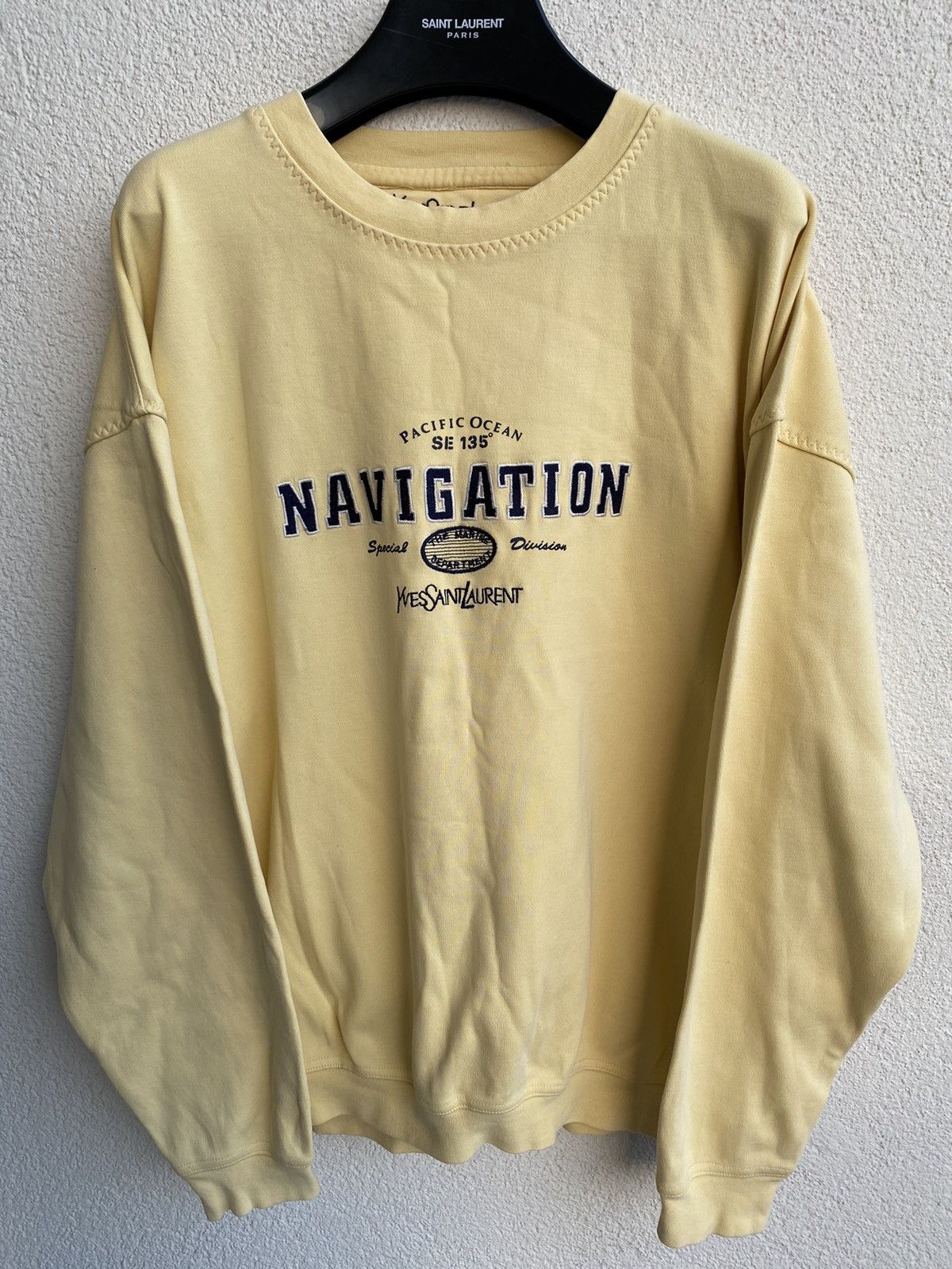 Yves Saint Laurent 90s YSL Sweatshirt Yellow Sweater Vintage Big Logo y2k Size US L / EU 52-54 / 3 - 7 Thumbnail