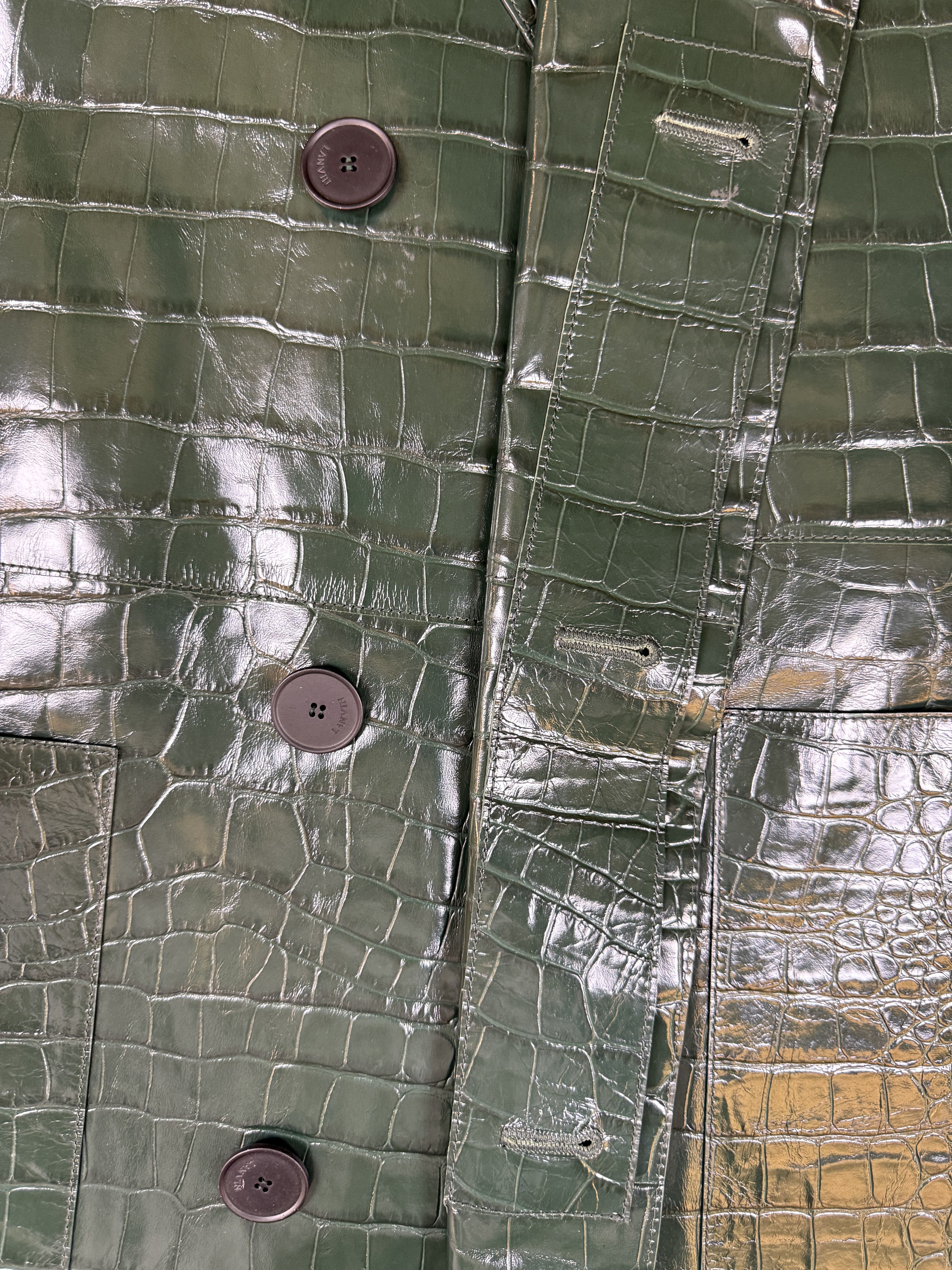 Lanvin Lanvin Paris FW23 Crocodile Embossed Leather Coat Size US M / EU 48-50 / 2 - 4 Thumbnail