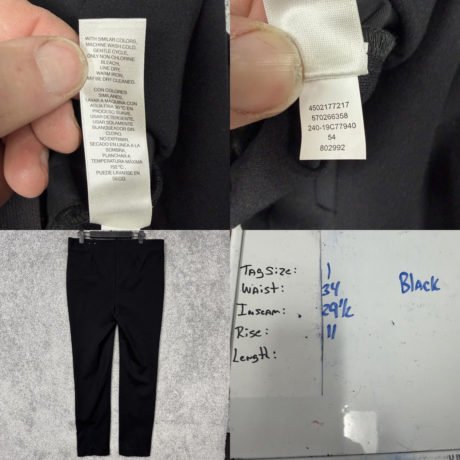 Vintage Chico's Chicos Dress Pants Womens 1 Black Ponte Preppy Slimming Tapered Elastic Waist Pockets Flat Front Size 25" / US 0 / IT 36 - 8 Thumbnail