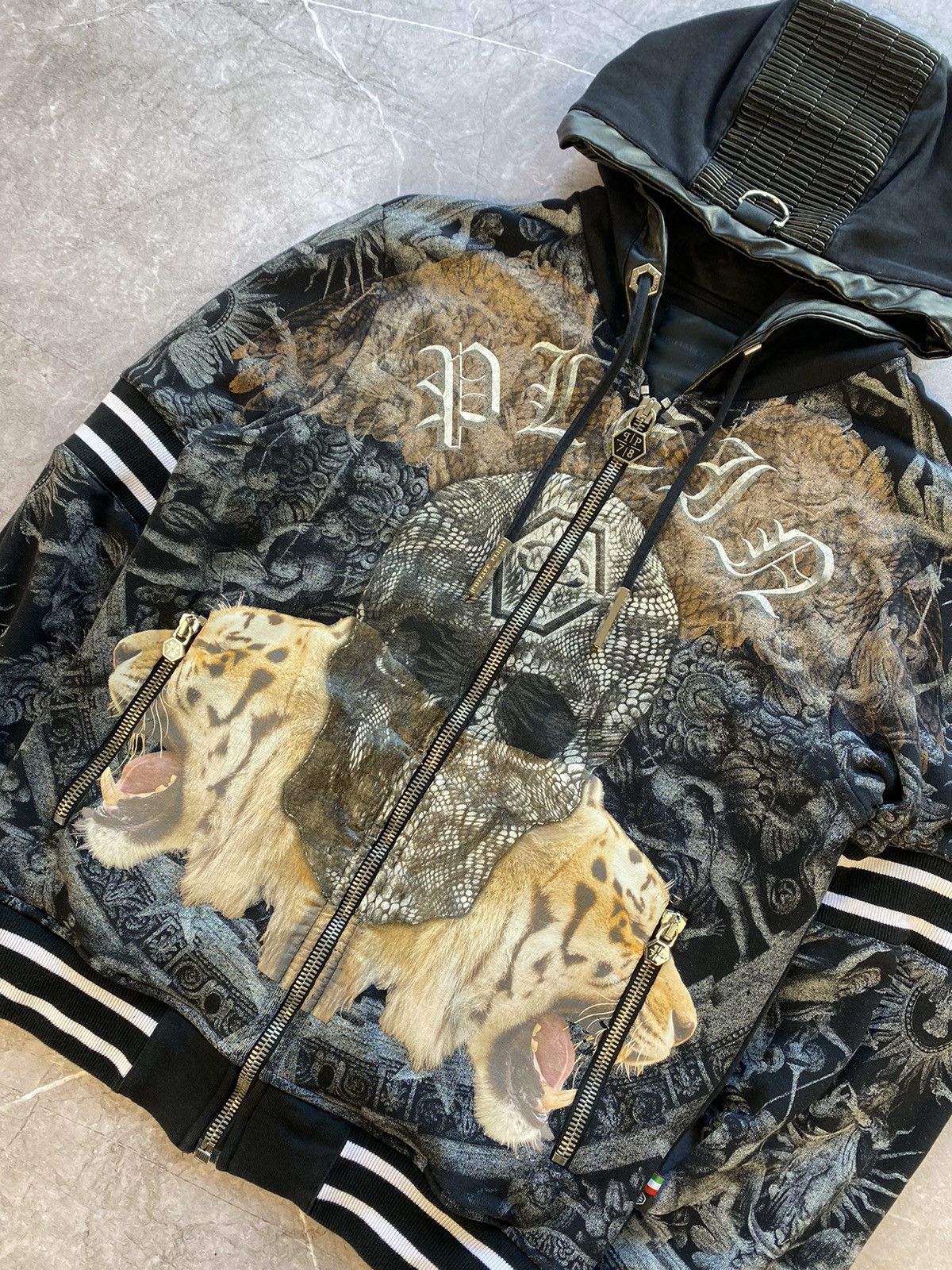 Rare Philipp Plein Tiger Style Hoodie Full Zip Made in Italy