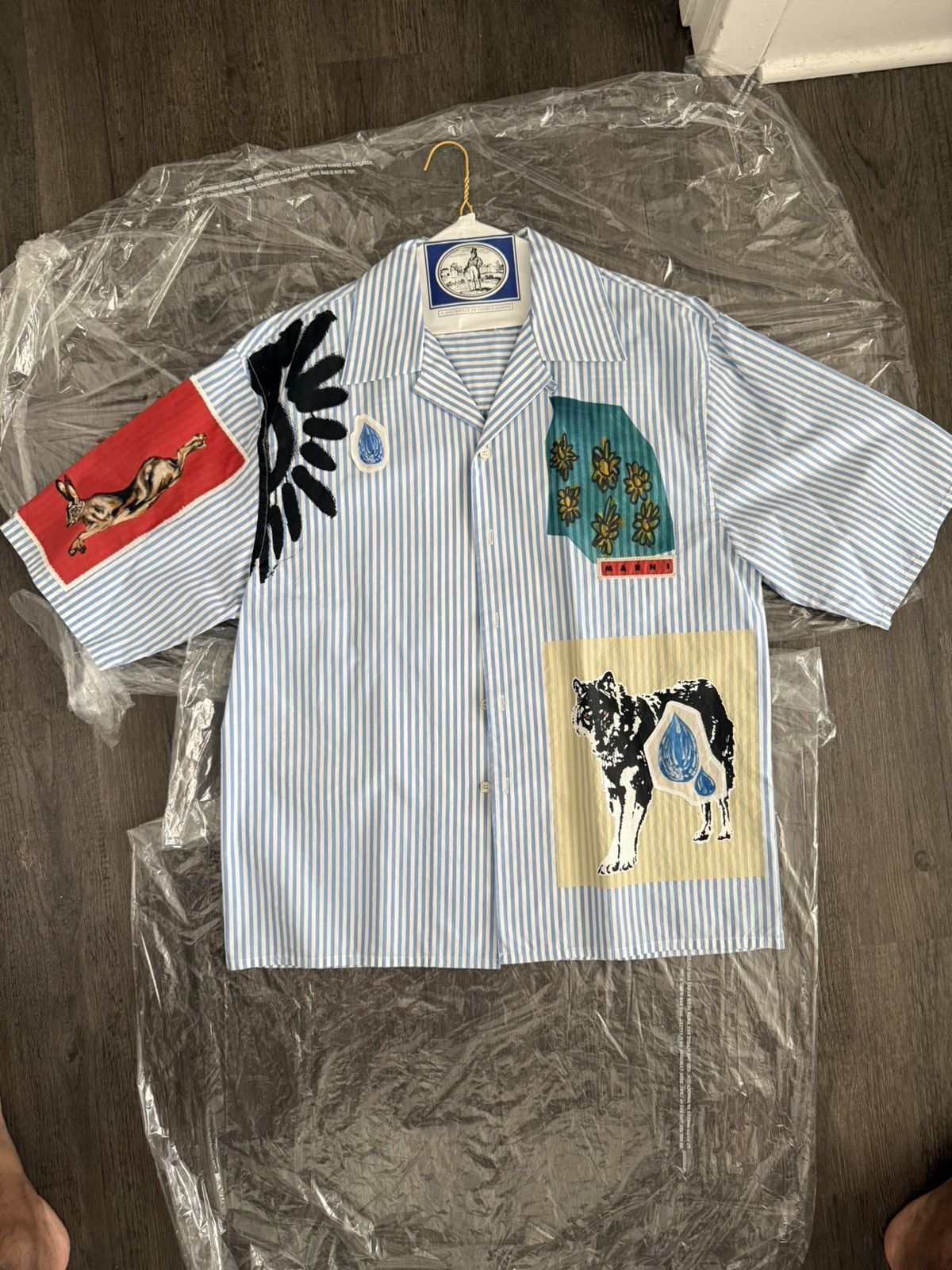 Marni Light blue striped poplin bowling shirt Size US M / EU 48-50 / 2 - 1 Thumbnail