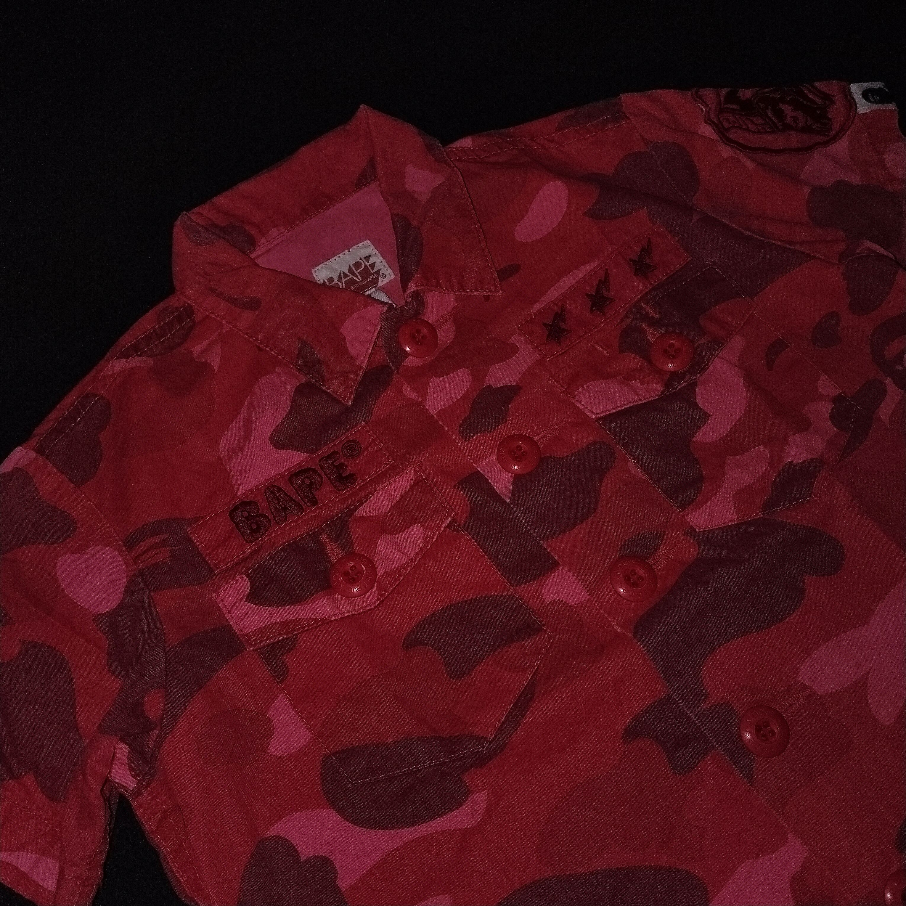 Bape 2006 Bape Kids Red Camo Militery Button Up Size US XXS / EU 40 - 3 Thumbnail