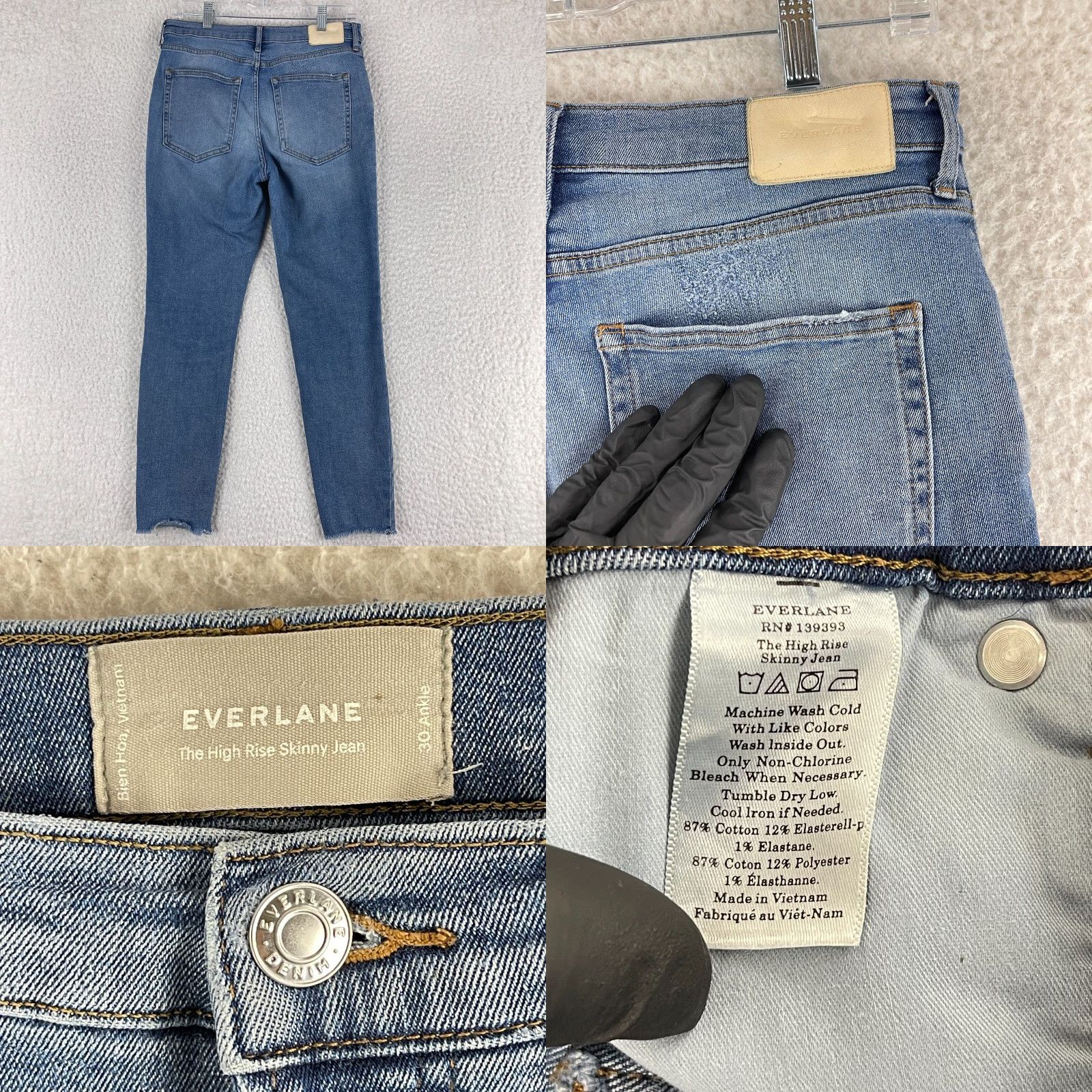 Everlane Everlane Jeans Womens Size 30 Blue denim High Rise Skinny Ankle Raw Hem Casual Size 30" / US 8 / IT 44 - 10 Thumbnail