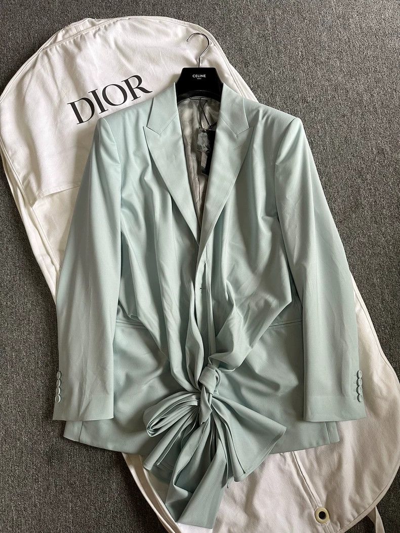 Dior Dior size 48 Mint green ribbon wool suit suit Size L / US 10 / IT 46 - 1 Thumbnail