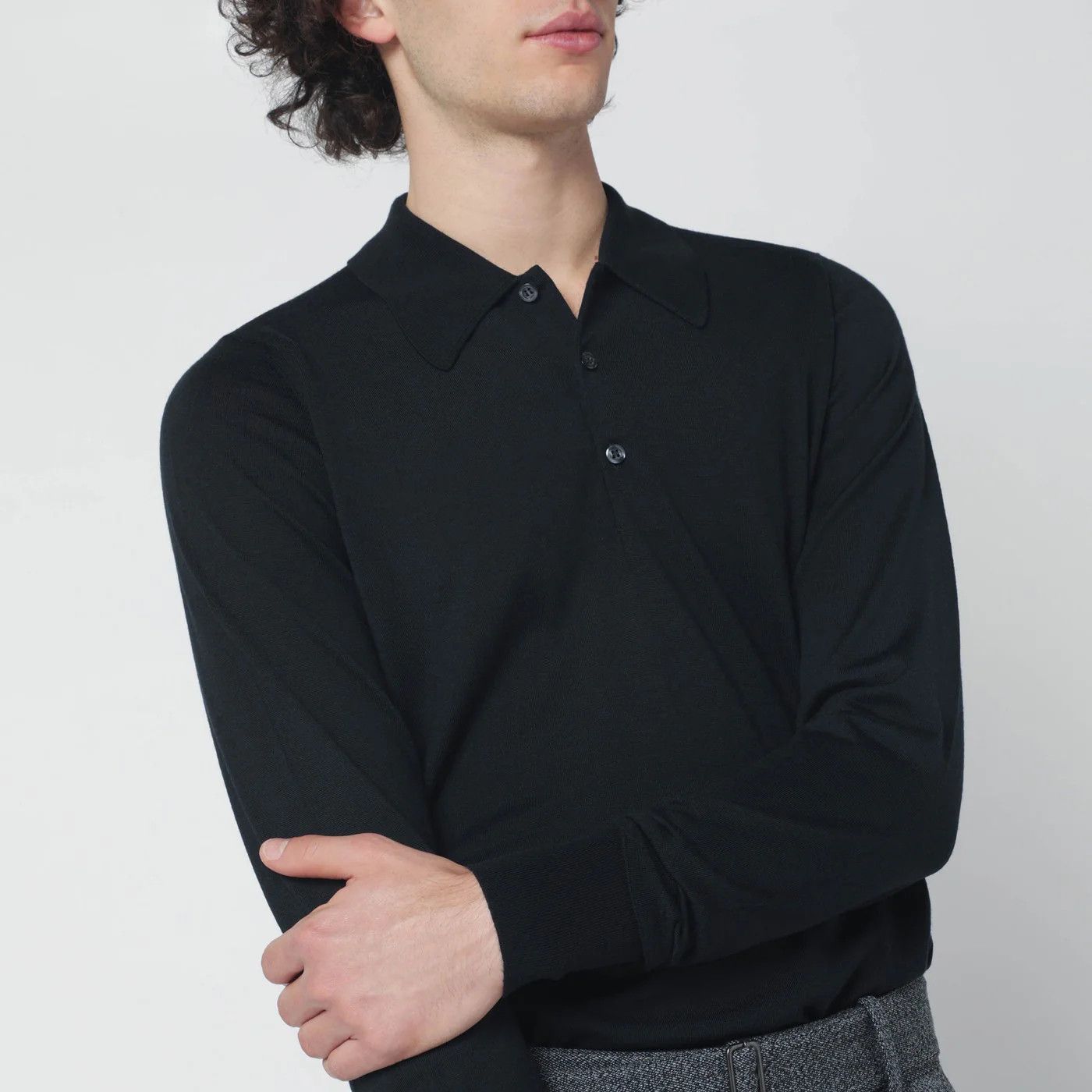 John Smedley o1d2blof0526 Wool Polo Shirt in Black Size US XXL / EU 58 / 5 - 3 Thumbnail
