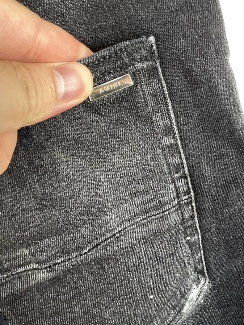 Amiri Amiri Ink-splashed checkered leather-patched mx1 jeans Size US 32 / EU 48 - 6 Thumbnail