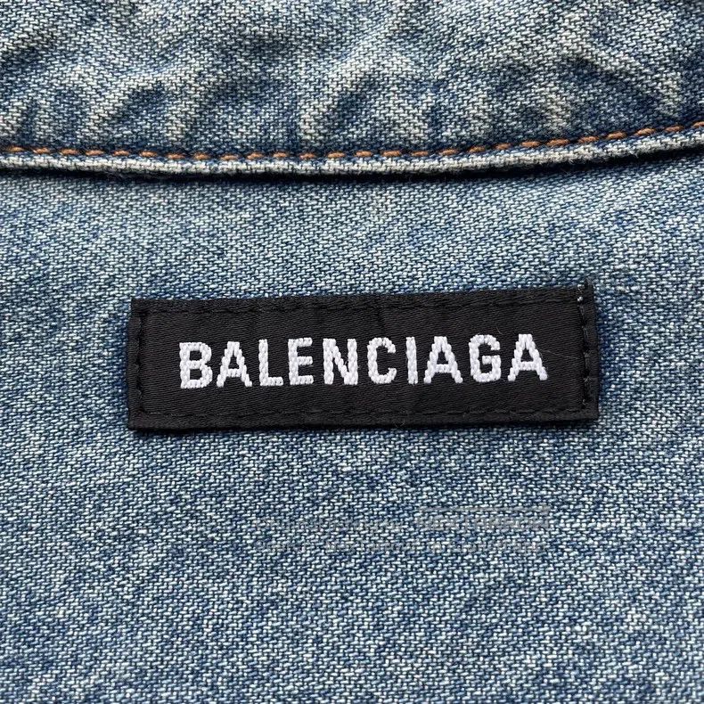 Balenciaga Balenciaga Vintage logo long-sleeve shirt denim jacket Size US XXS / EU 40 - 4 Thumbnail