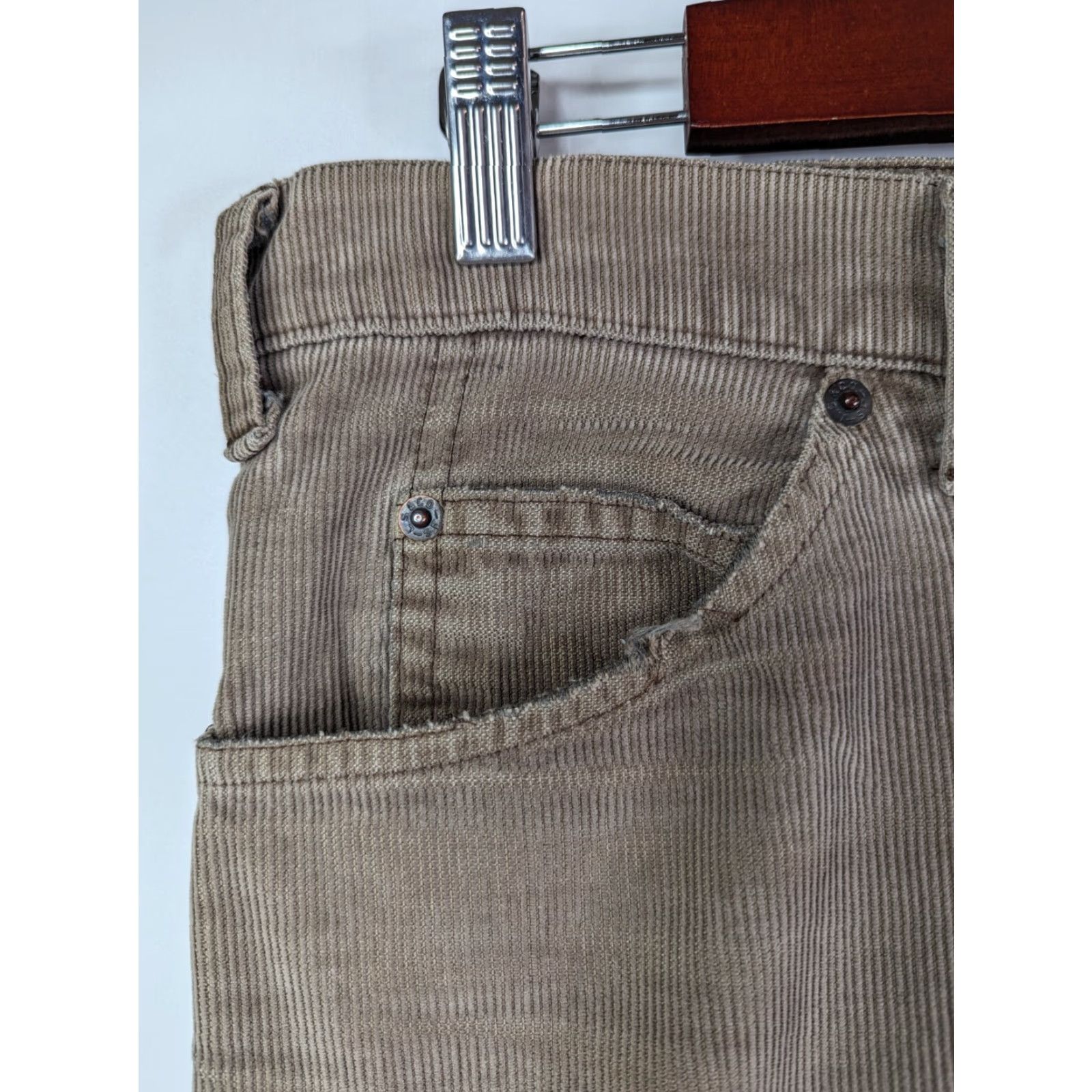 Levi's VINTAGE Levi's Corduroy Pants Straight Mens 34x30 Brown 70s 80s USA Standard Regular Chino Cotton Distressed Size US 34 / EU 50 - 3 Thumbnail