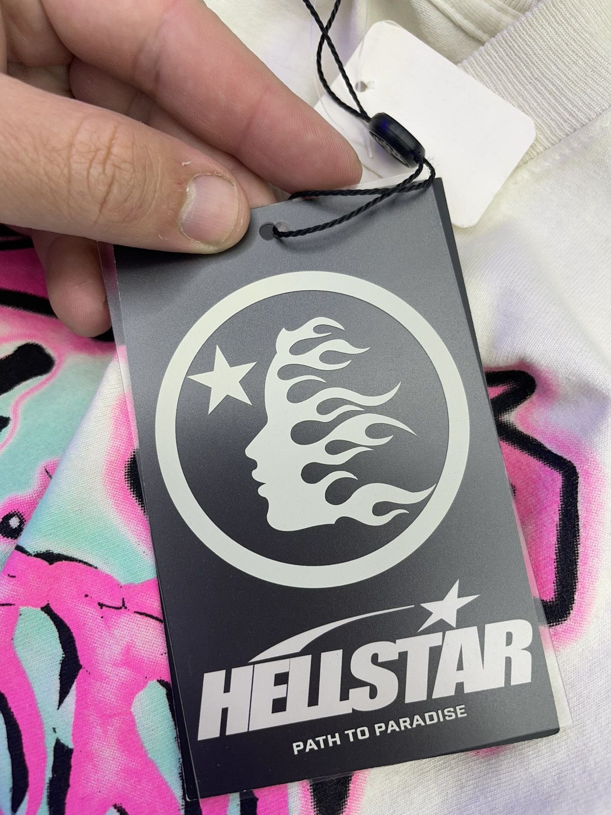HELLSTAR Hellstar “No Guts no glory” tee (white/pink) Size US L / EU 52-54 / 3 - 6 Thumbnail