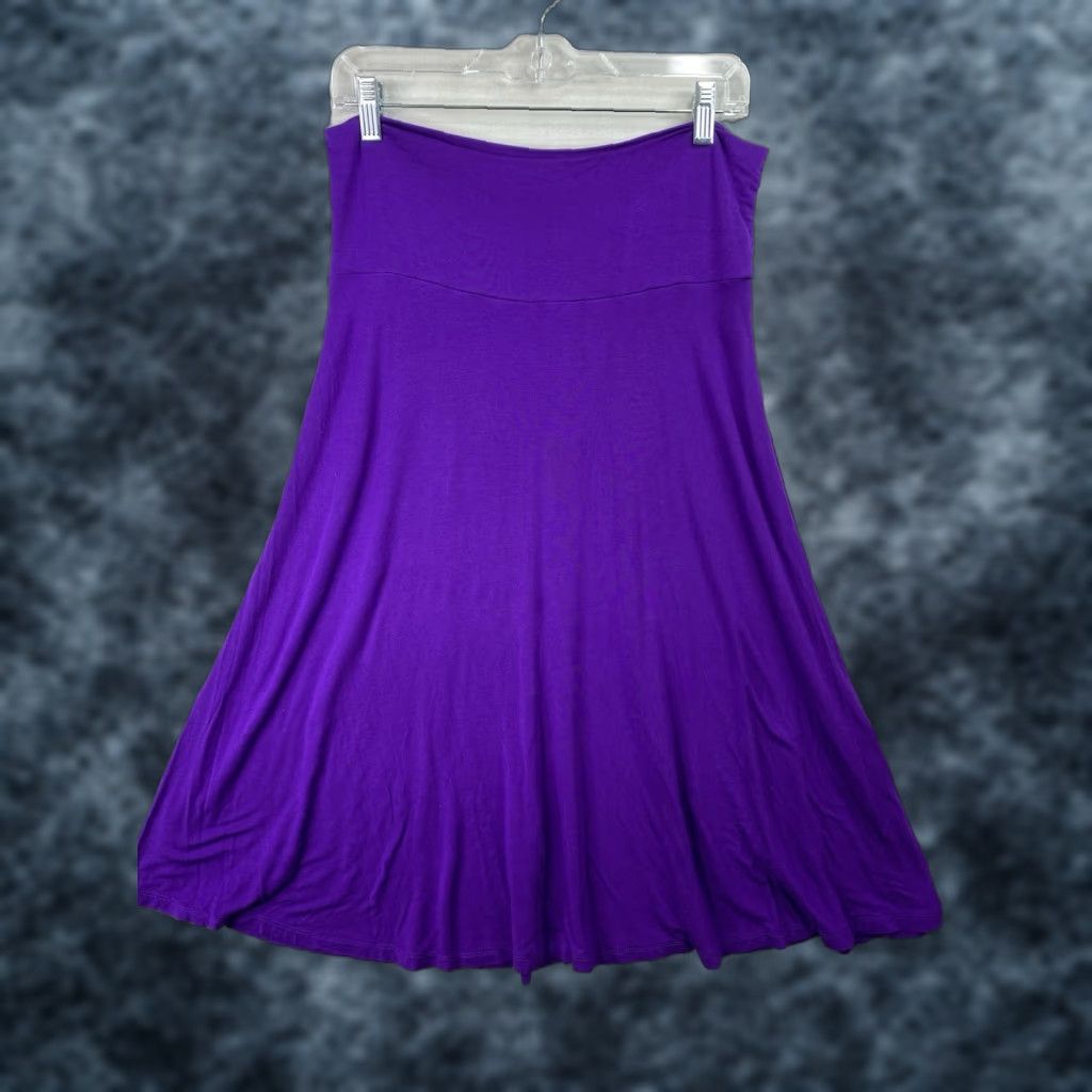 Vintage Lock & Love Skirt Womens L Purple A-Line Waist Foldover Knee Length casual stretch pull on Size 36" / US 14 / IT 50 - 1 Thumbnail