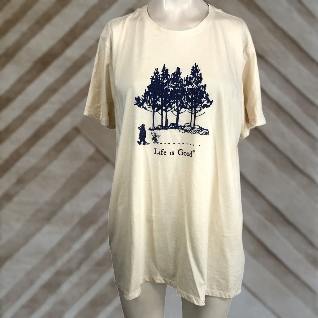 Life is Good Life is Good Shirt XL Cream Graphic Trees Bear Piglet Womens Size XL / US 12-14 / IT 48-50 - 1 Thumbnail