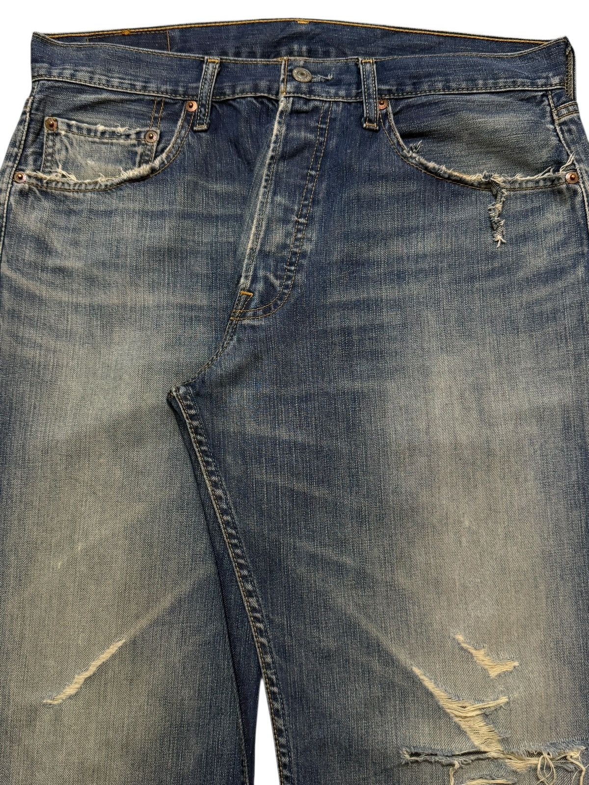 Levi's Vintage 90s Levis 501 Mud Wash Distressed Wide Leg Loose Size US 34 / EU 50 - 3 Thumbnail