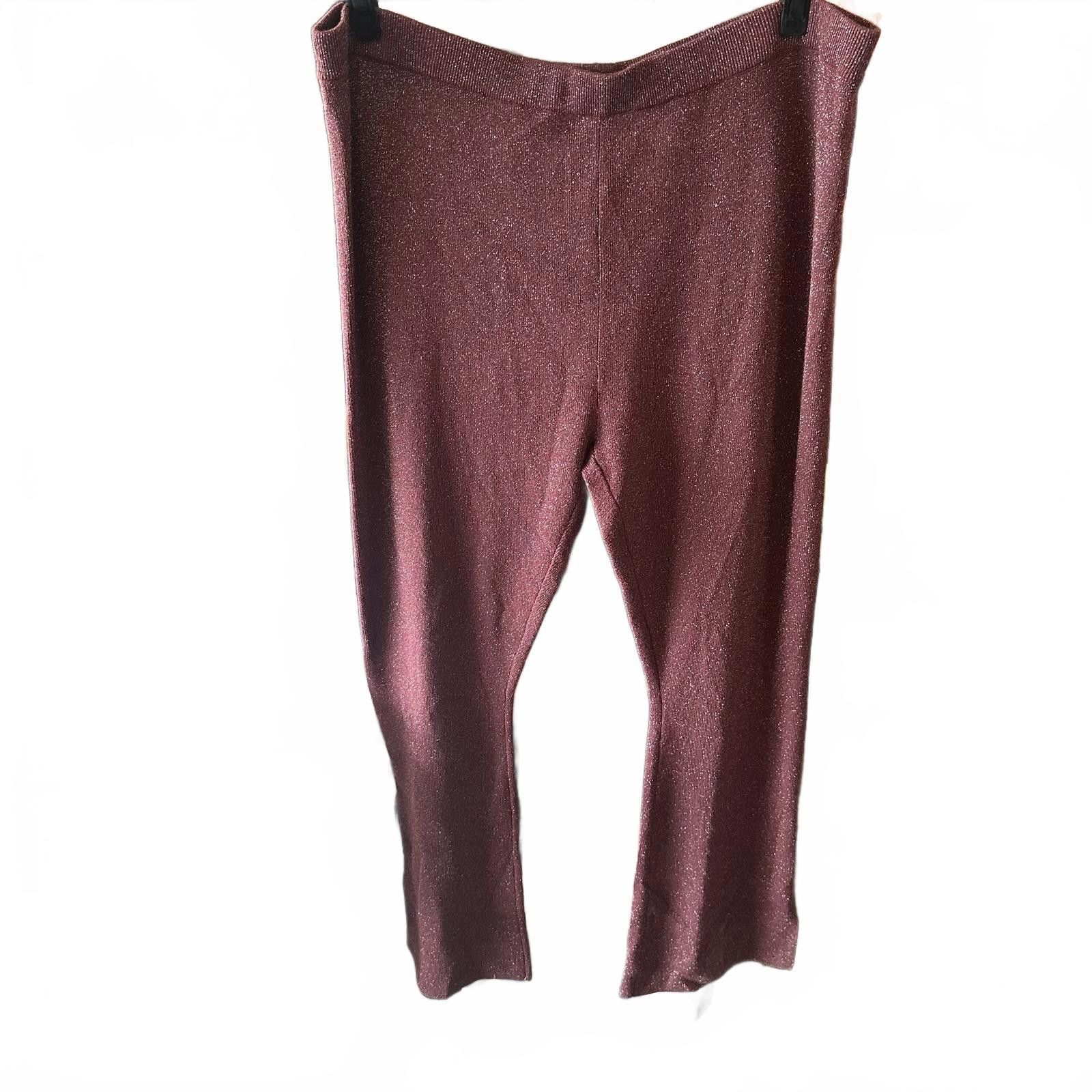 Designer Open Edit NWT Stylish Burgundy Shimmer pants Size 42" / US 20 - 1 Preview