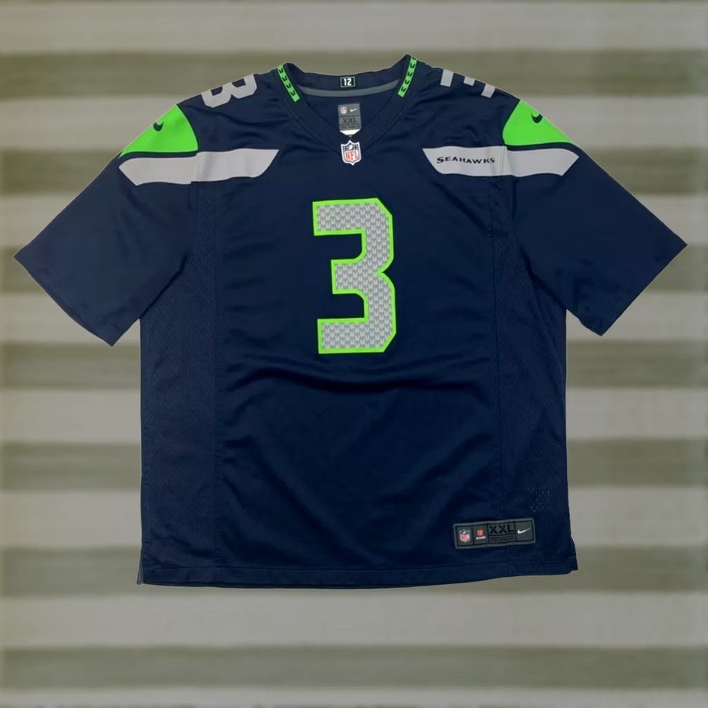 Nike NWT! Nike In Field Russell Wilson Seattle Seahawks Jersey 2XL T-Shirt Men Blue Size US XXL / EU 58 / 5 - 1 Thumbnail