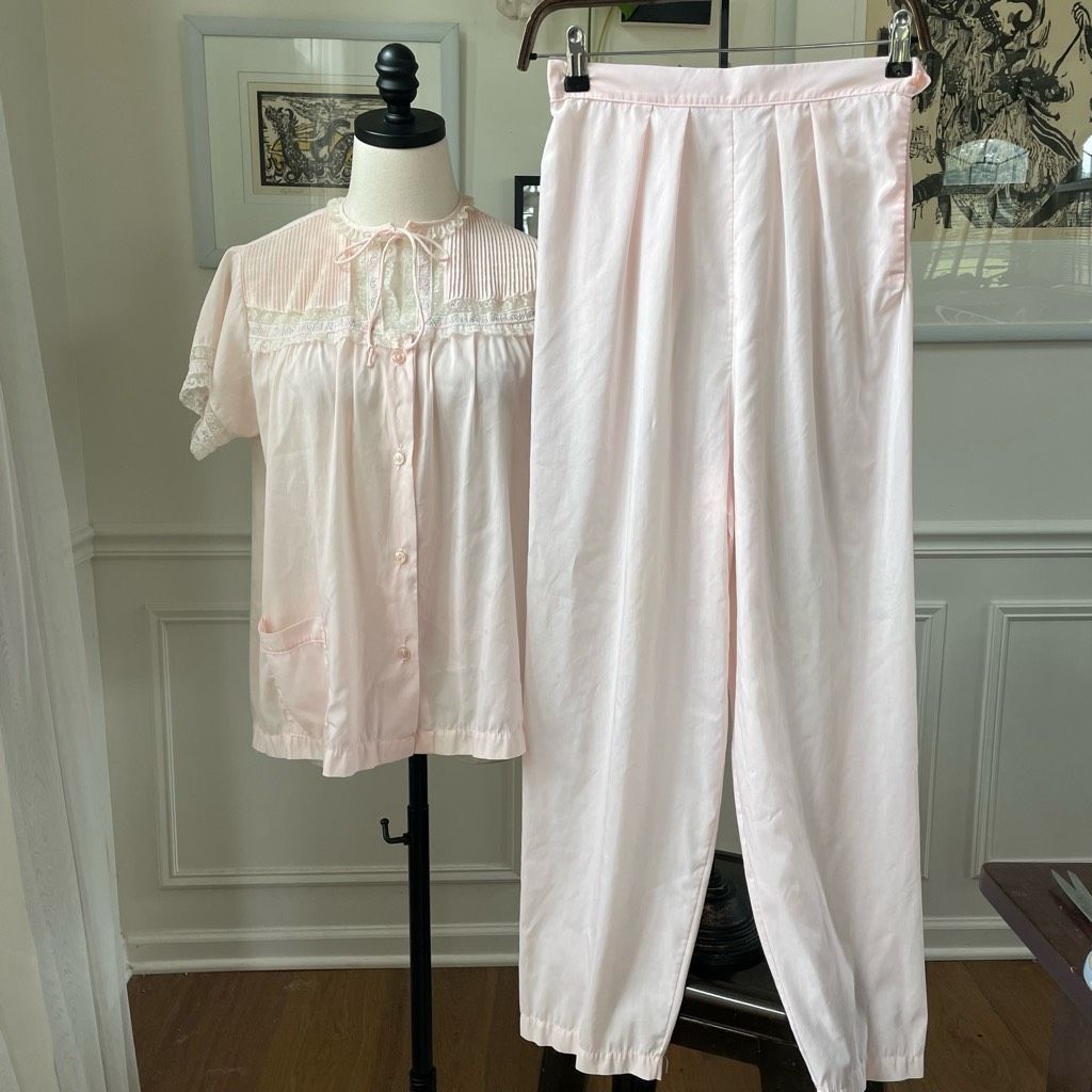 Vintage Vintage Barbizon Pink 2pc Pajama Lounge Set SS Top Pants S Size ONE SIZE - 1 Thumbnail