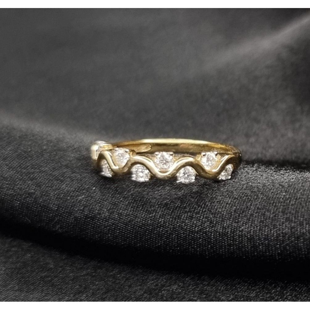 Vintage SJD 925 Sterling Silver Diamond Ring Wave Design Size 8.25 Size ONE SIZE - 2 Thumbnail