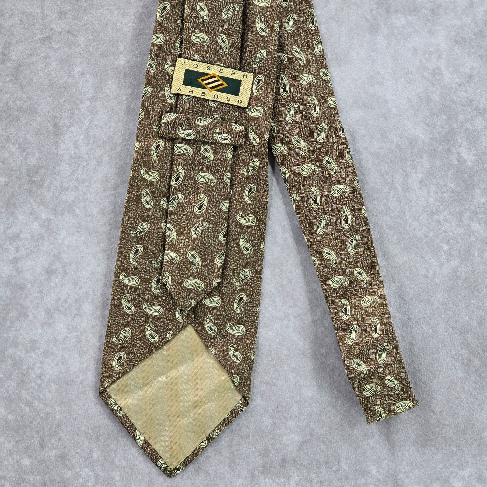 Joseph Abboud Joseph Abboud Gold Brown Paisley Floral Silk Italy Neck Tie Size 28 - 3 Thumbnail