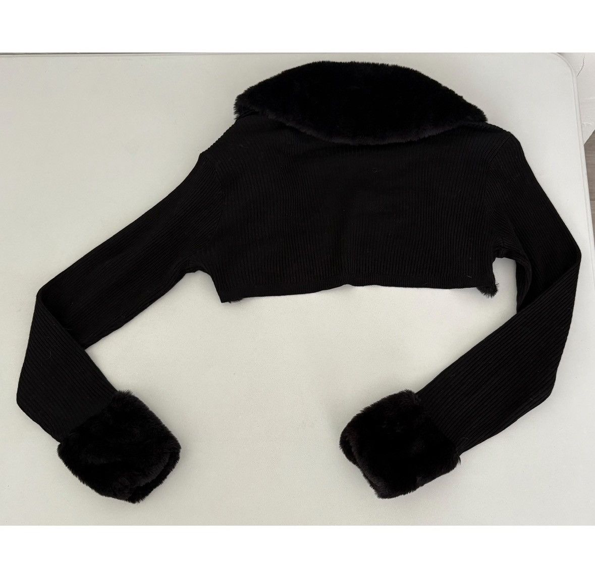 Vintage Black Fur Long Sleeve Sweater Shrug Shawl Shirt Top Size S 🖤 Size S / US 4 / IT 40 - 3 Thumbnail