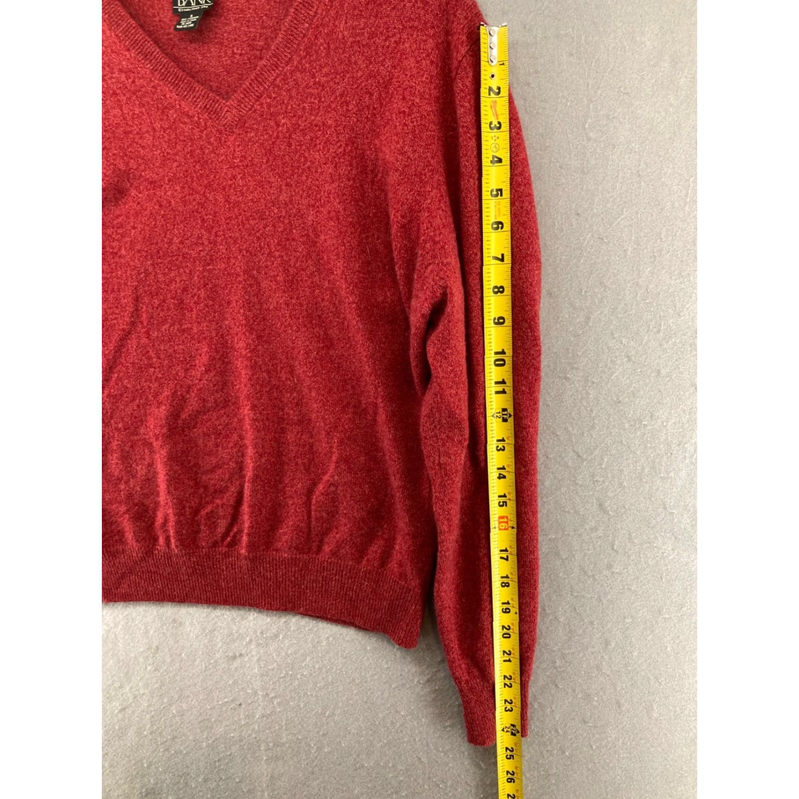 Jos. A. Bank Joseph A Bank Mens Sweater Cashmere Large Red V Neck Size US L / EU 52-54 / 3 - 4 Thumbnail
