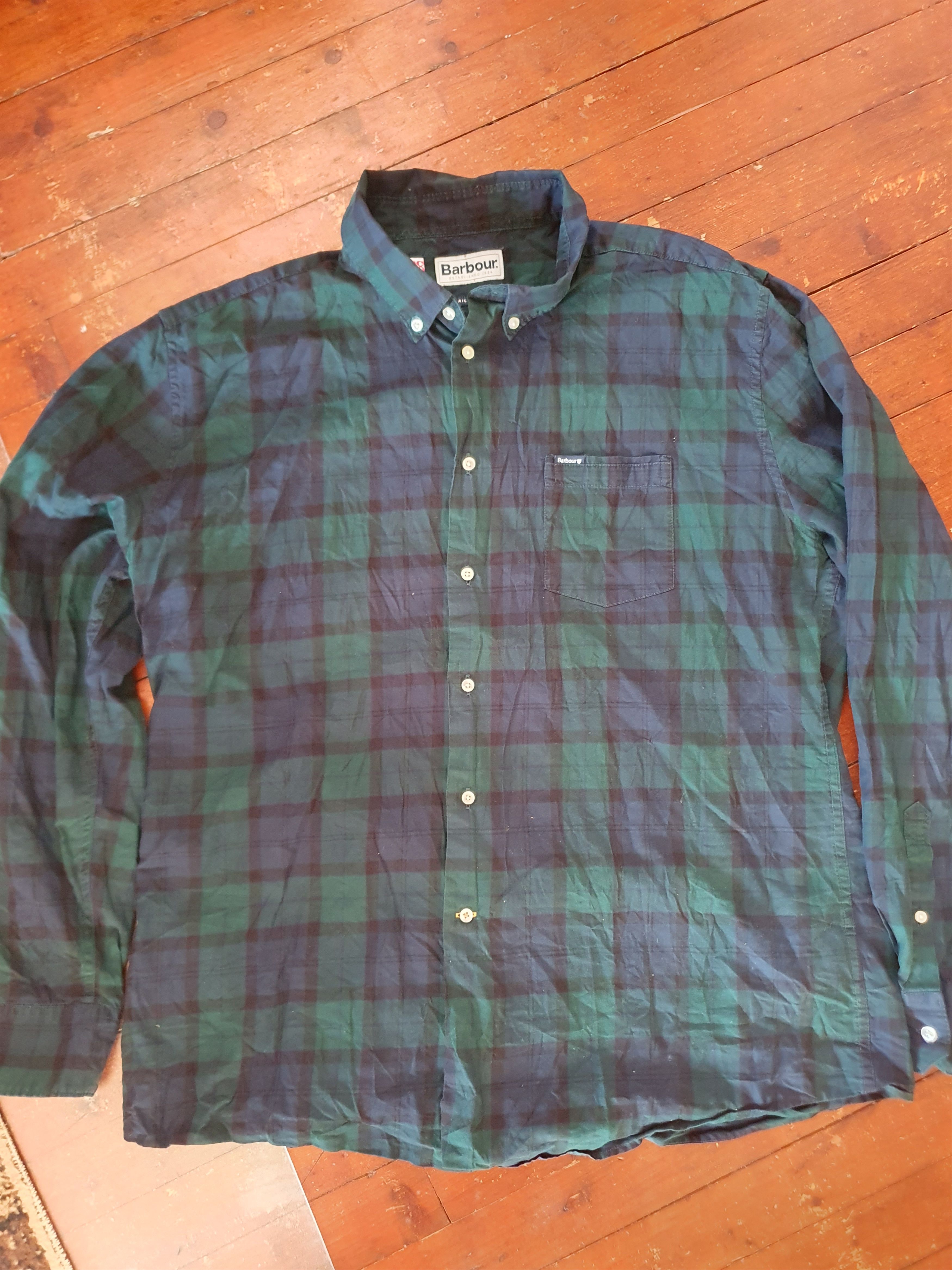 Barbour Barbour Tailored Fit Flannel shirt Plaid Blue Green sz XL Size US XL / EU 56 / 4 - 7 Thumbnail