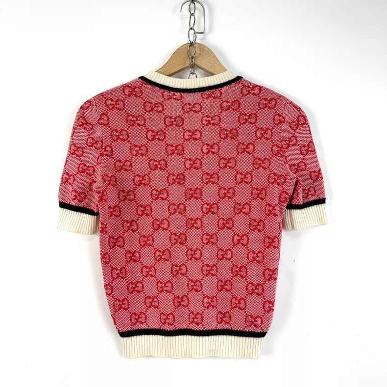 Gucci Gucci Red double G old flower logo knitted short sleeves Size XS / US 0-2 / IT 36-38 - 2 Thumbnail