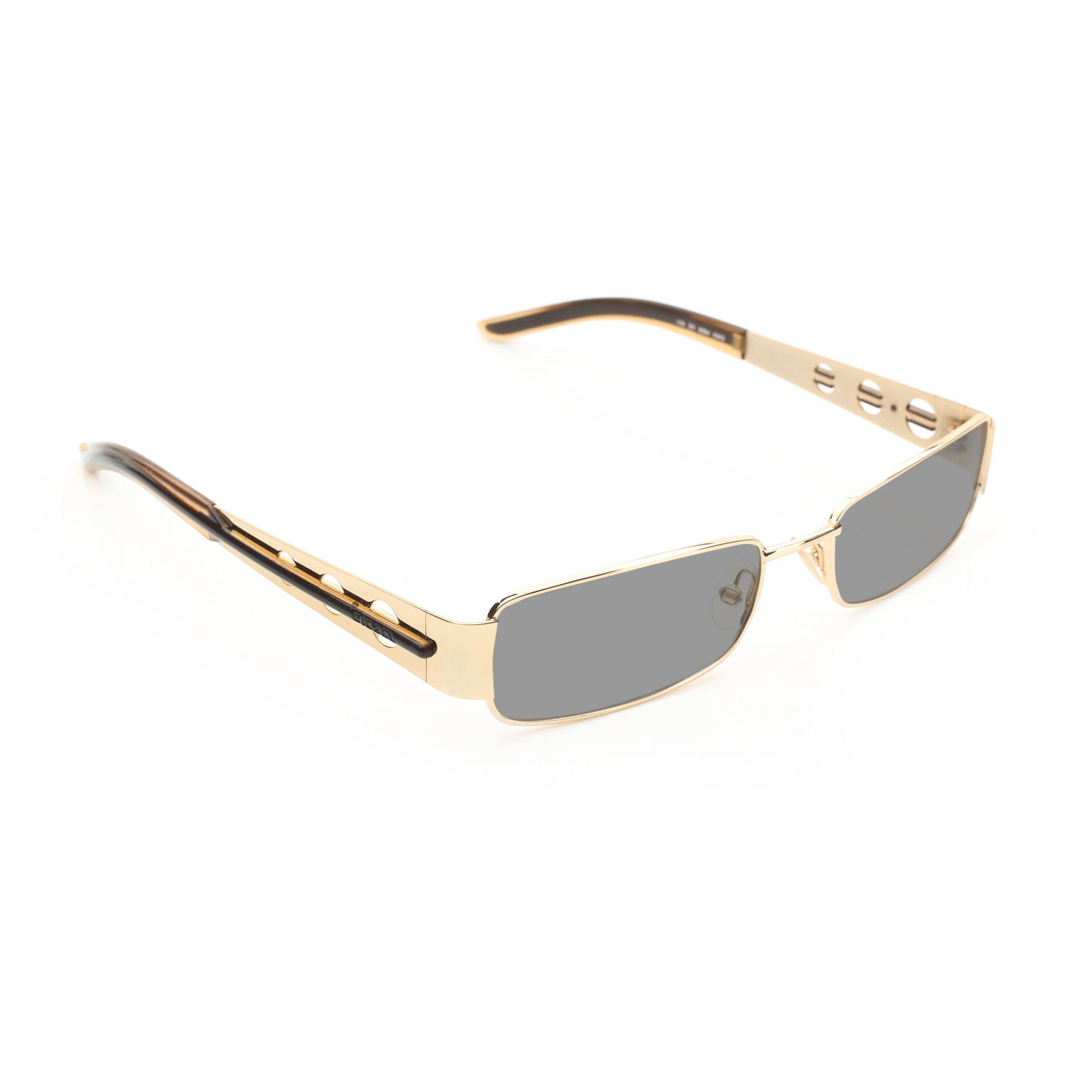 Diesel Diesel '00s Gold Perforated Rectangular Sunglasses Size ONE SIZE - 2 Thumbnail