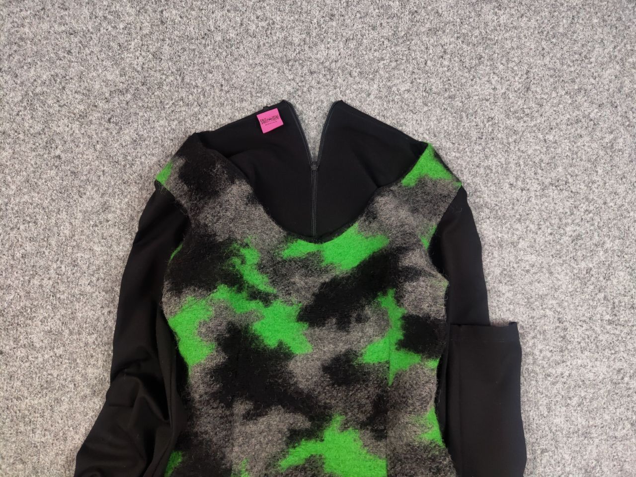 Designer Save The Queen dress Long Sleeve Jersey Wool Camo Size L / US 10 / IT 46 - 8 Thumbnail