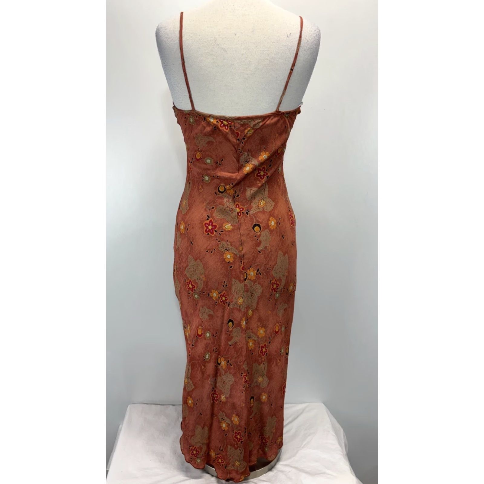 Vintage VINTAGE Iz Byer Slip Dress Midi 7 Floral Forest Fairy Brown High Lo Women's Dress 2000s Grunge Spring Summer Fall Sleeveless Square Neck Size M / US 6-8 / IT 42-44 - 3 Thumbnail