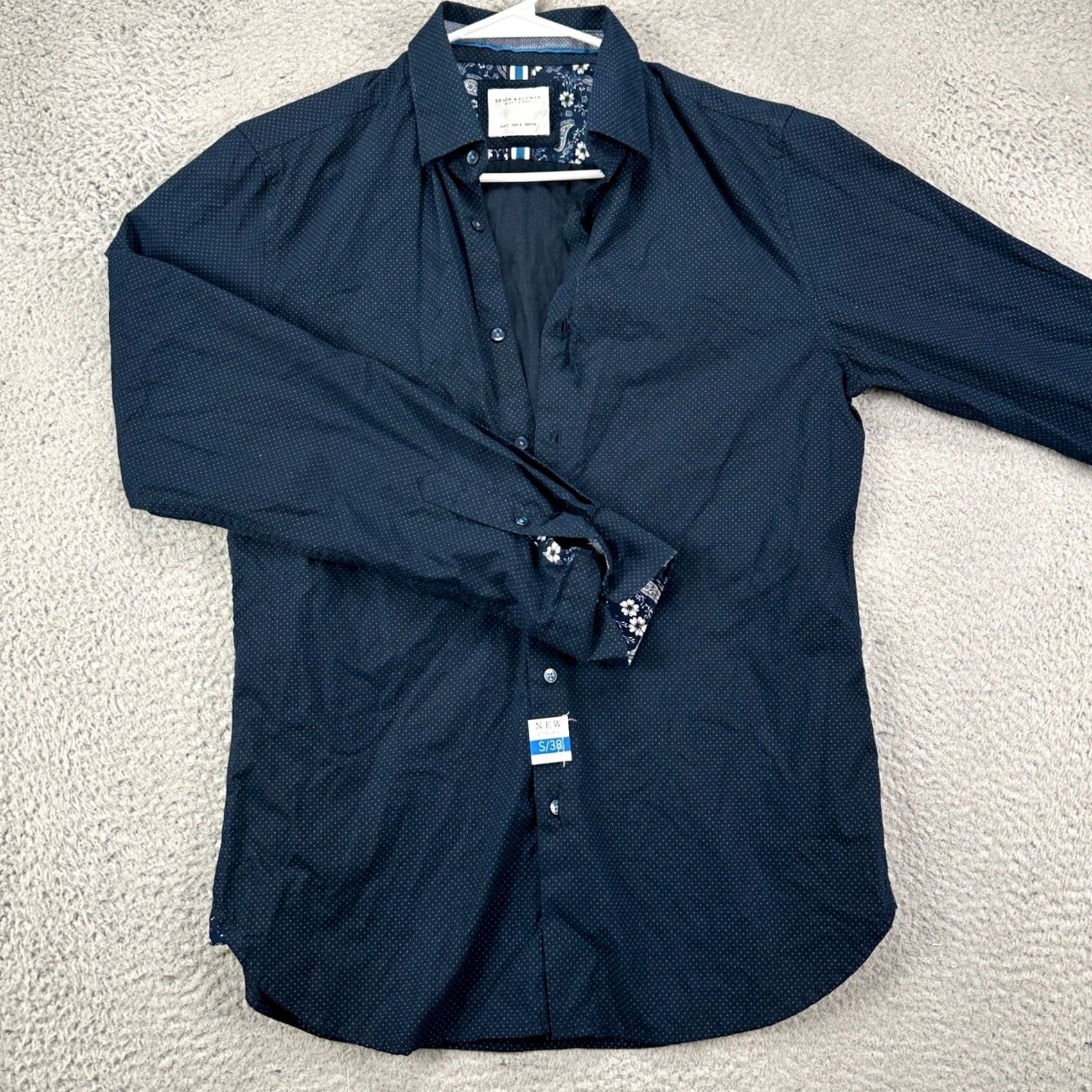 Denime VINTAGE Denim & Flower Mens Button-Up Shirt Small-38 Blue Geometric Long Sleeve Casual NEW Size US S / EU 44-46 / 1 - 2 Thumbnail