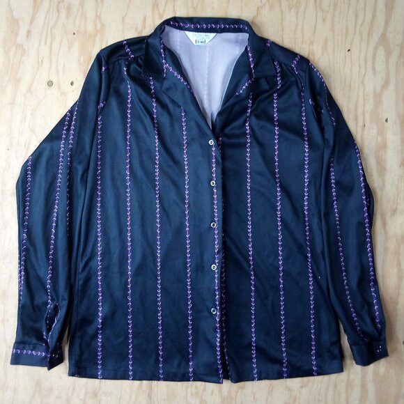 Sears × Vintage Vintage 70s Sears Ringed Stripes Polyester Disco Shirt Size XXL / US 16-18 / IT 52-54 - 2 Thumbnail