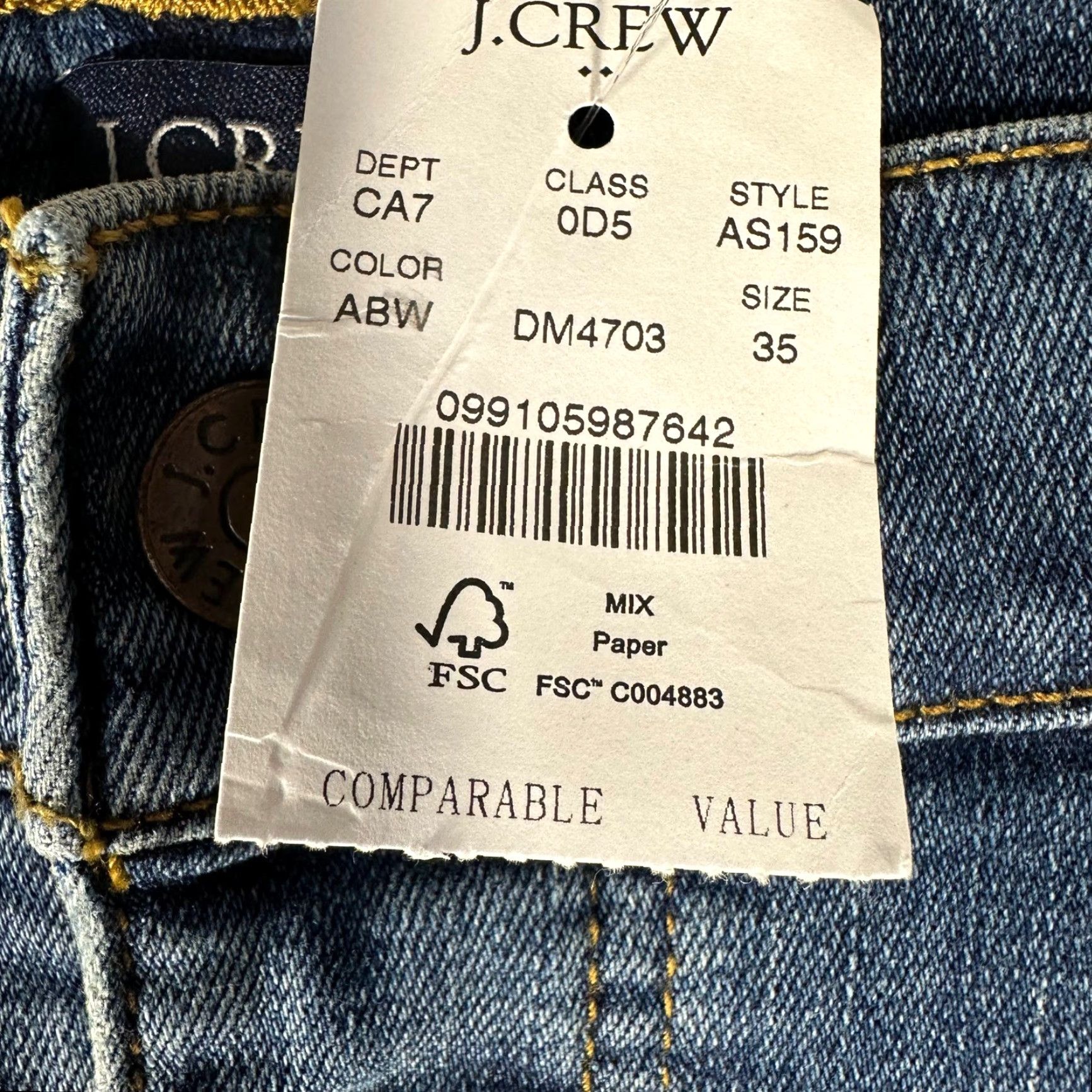 J.Crew J.Crew High Rise Skinny Jeans Button Fly Blue Denim Plus 35 Womens Vintage No New Size 24" / US 00 / IT 34 - 4 Thumbnail