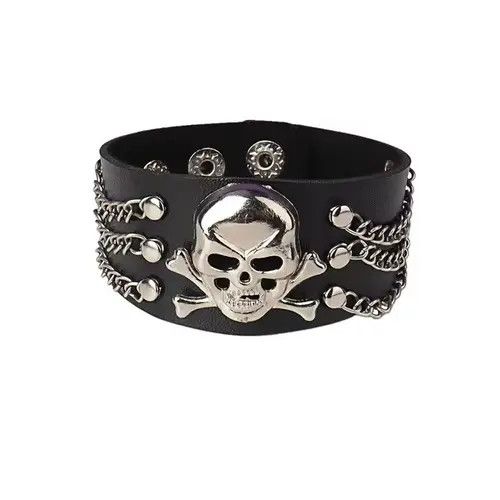 Leather Katsuragi x Hin Skull PU Leather Bracelet Size ONE SIZE - 1 Thumbnail
